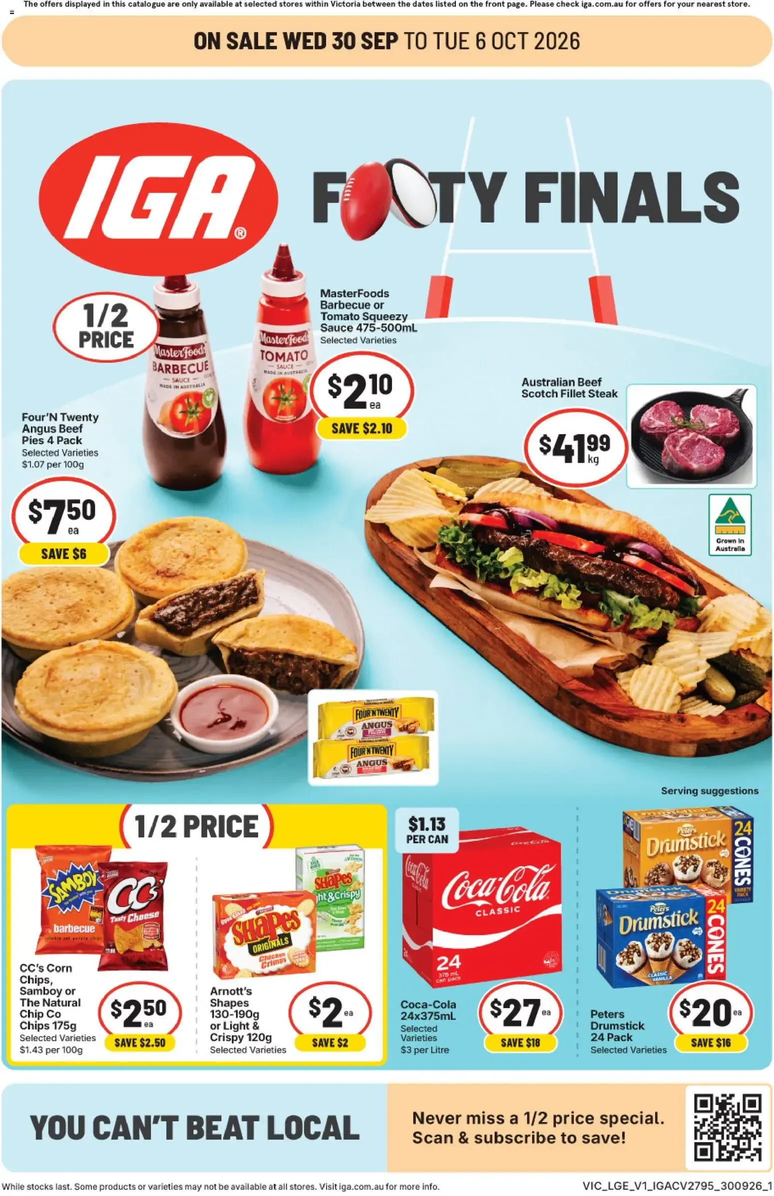 IGA FOOTY FINALS - Catalogue valid from 30 September to 6 October 2026 - page 1