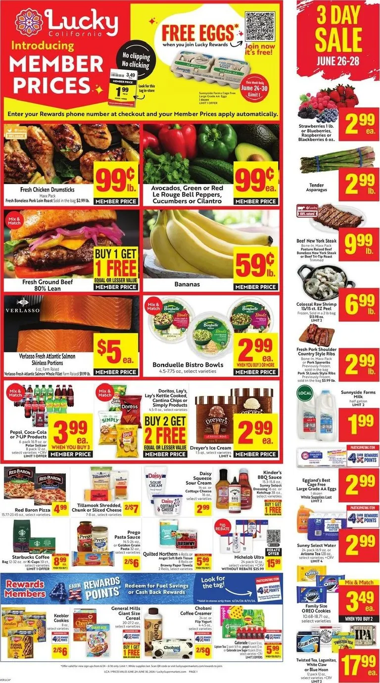 Weekly promotion Lucky California - Introducing Member Prices spanning from June 24 to June 30 2026 - Page 1 for Catalogue 365