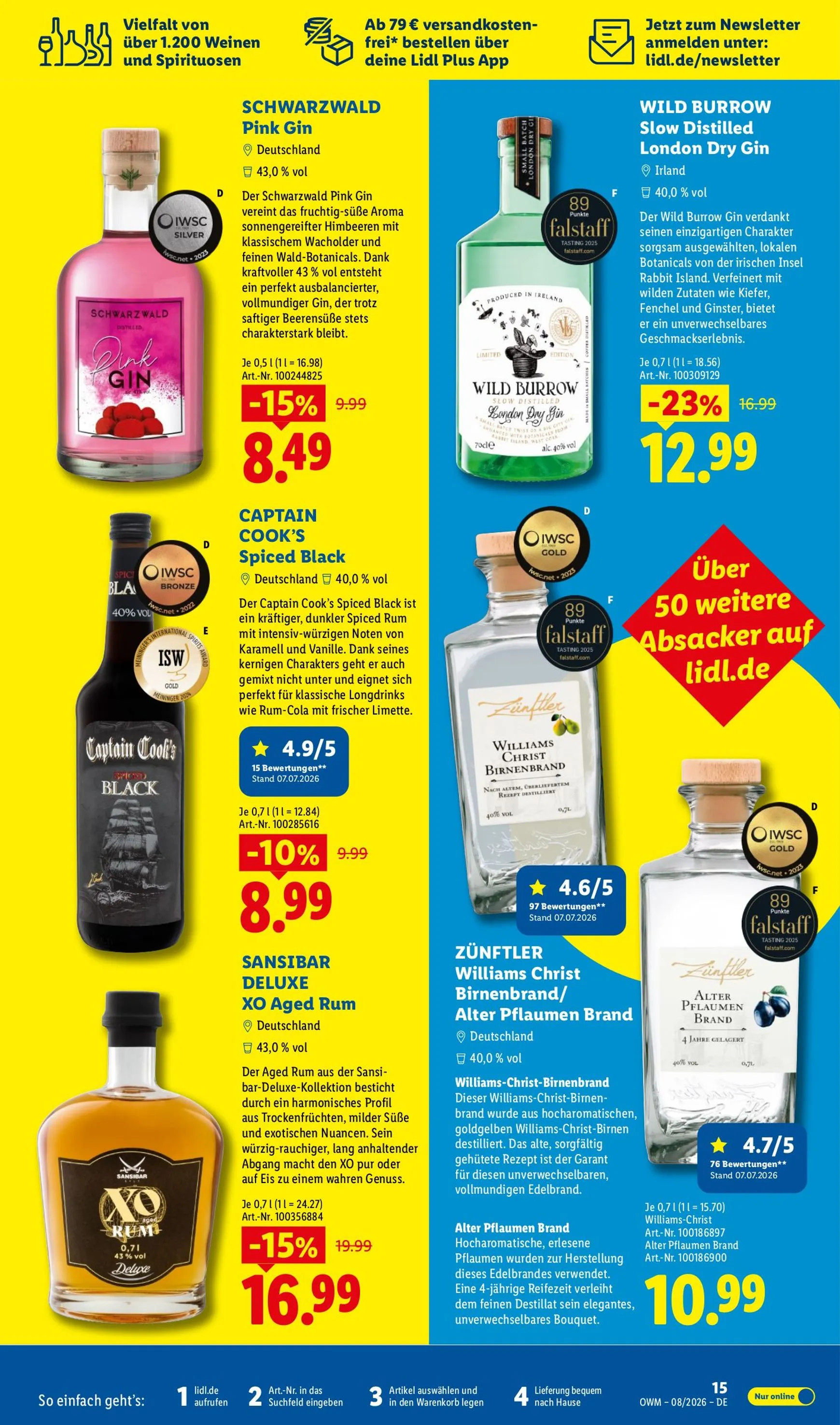 Lidl - Wein & Spirituosen Prospekt – von Samstag 01.08.2026 bis Montag 31.08.2026 von 1. August bis 31. August 2026 - Prospekt seite 15