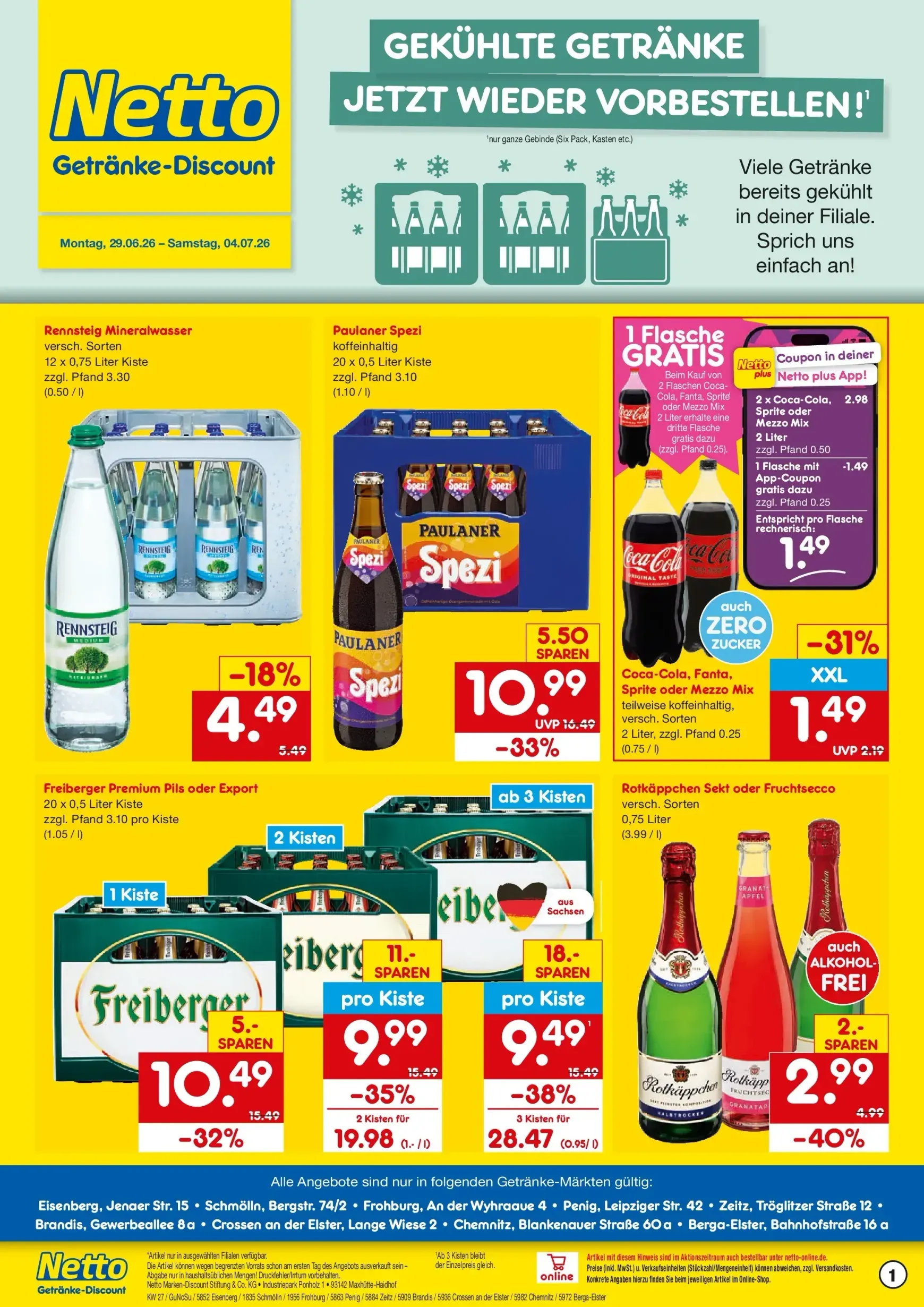Netto Marken Discount - Begrenztes Angebot Prospekt – von Montag 29.06.2026 bis Samstag 04.07.2026 von 29. Juni bis 4. Juli 2026 - Prospekt seite 1