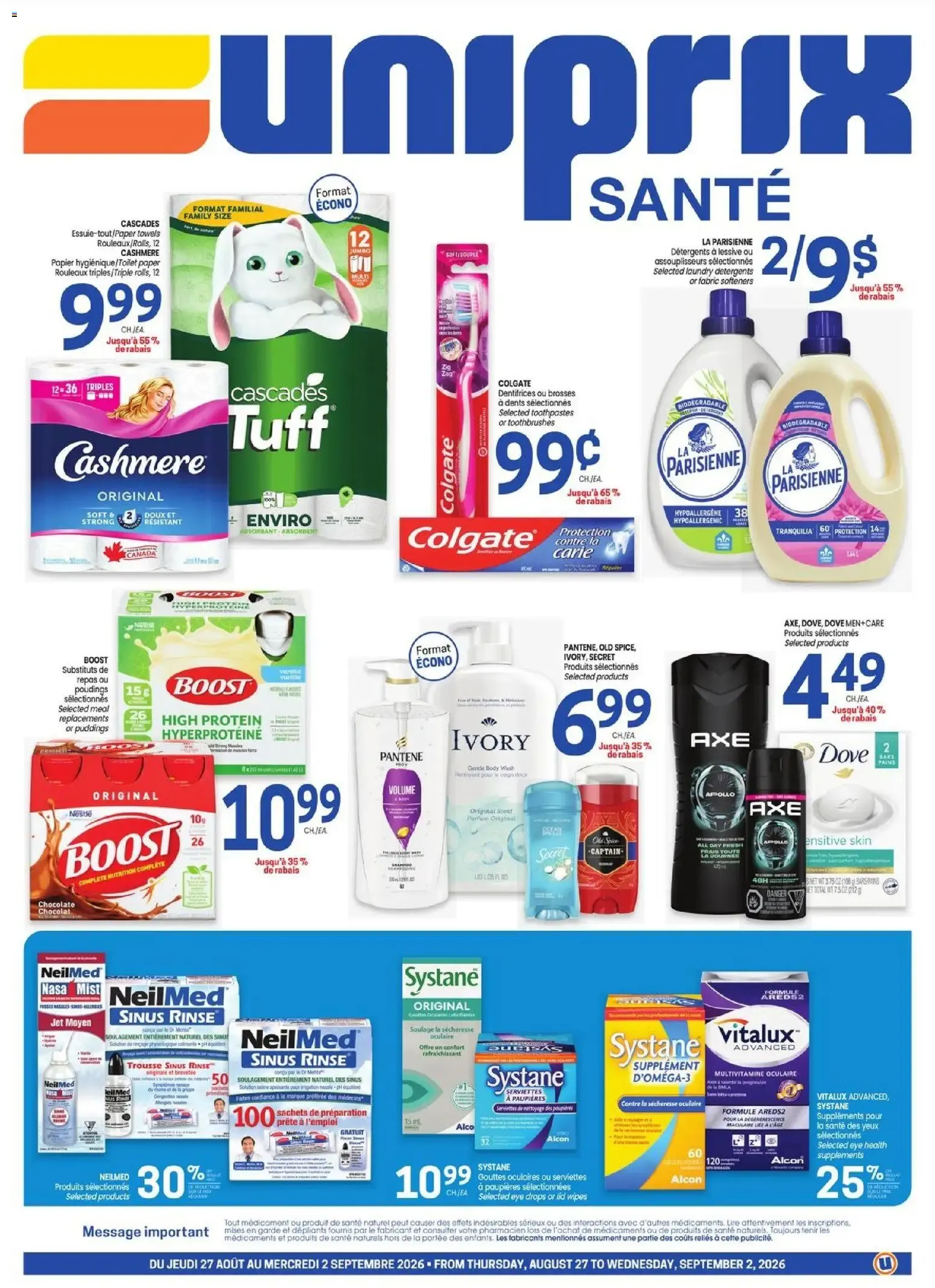 Uniprix - Uniprix Sante from Aug 27, 2026 > weekly specials & deals from August 27 to September 2 2026 - flyer page 1