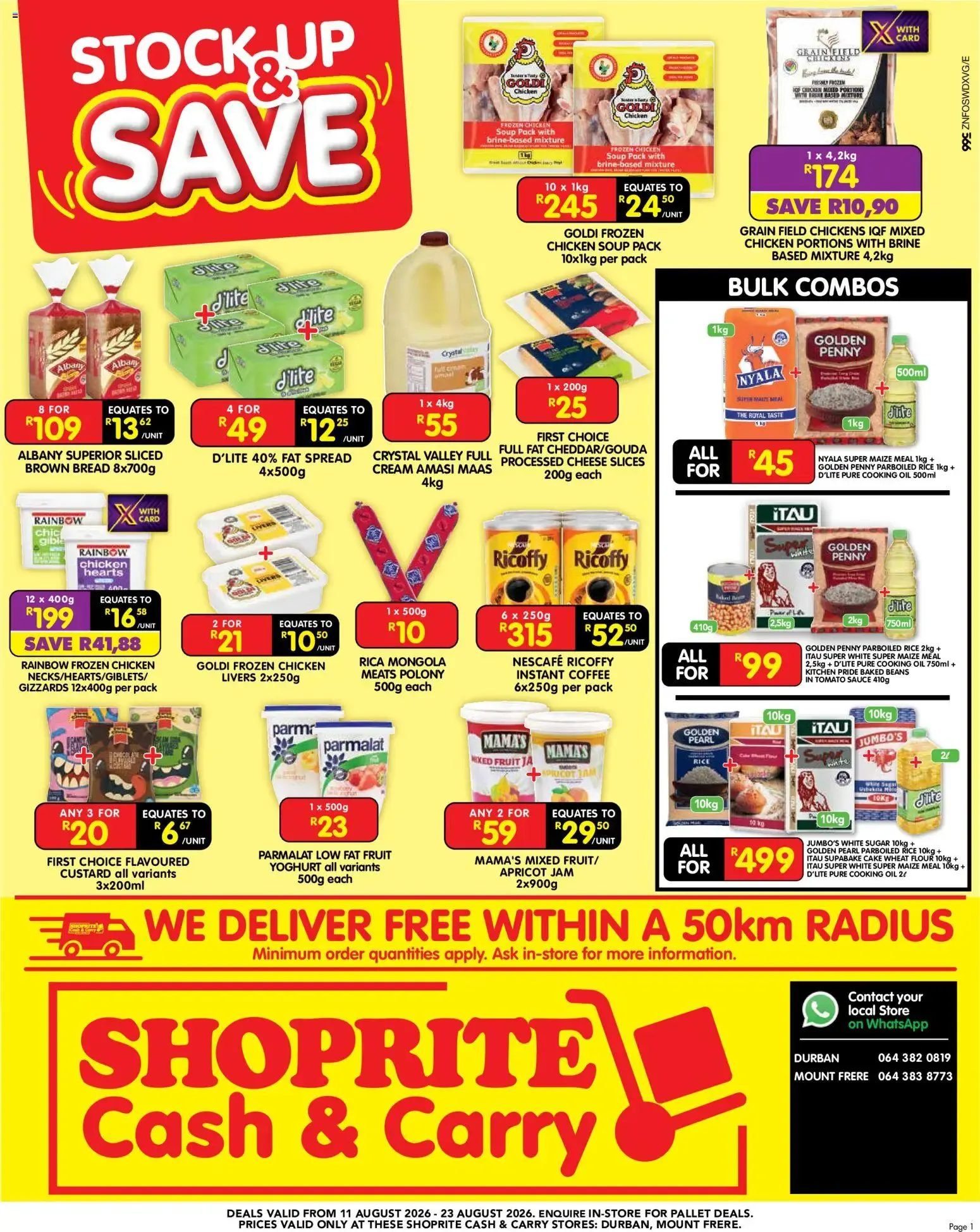 Shoprite Cash & Carry Mid Month Savings Durban & Mount Frere (11/08/2026 - 23/08/2026) → Online Catalogue from 11 August to 23 August 2026 - Catalogue Page 1