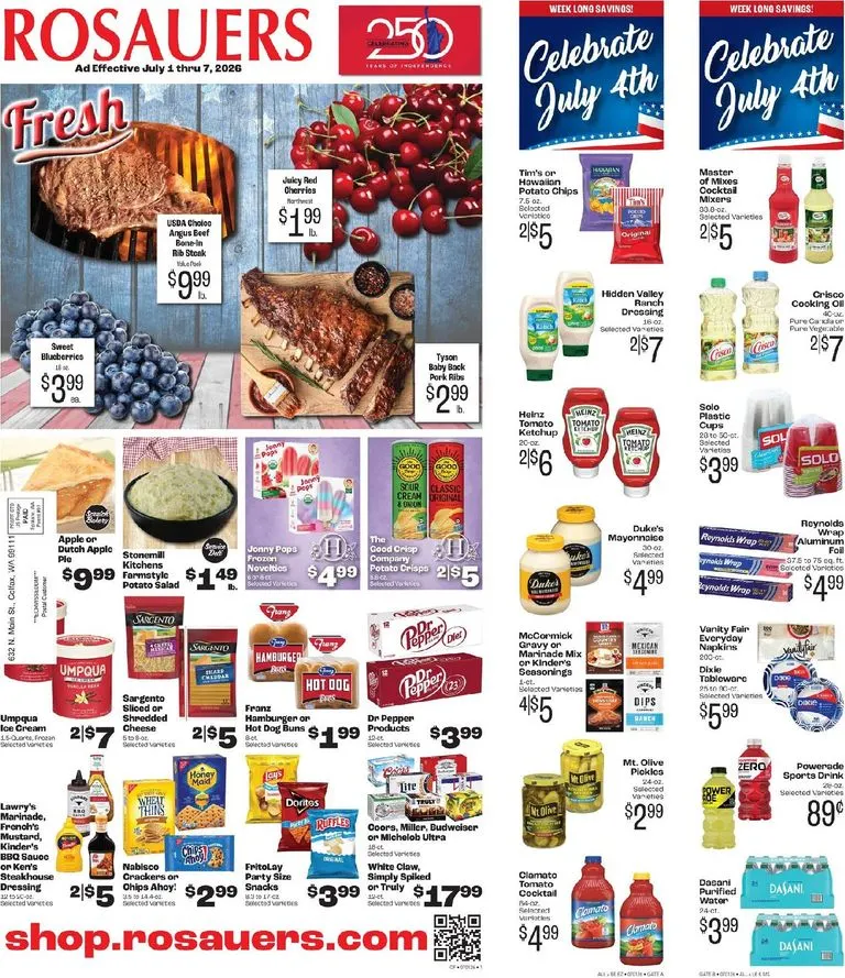 Weekly ad Current Rosauers leaflet valid from Wednesday 07/01/2026 to Tuesday 07/07/2026 from July 1 to July 7 2026 - Page 1