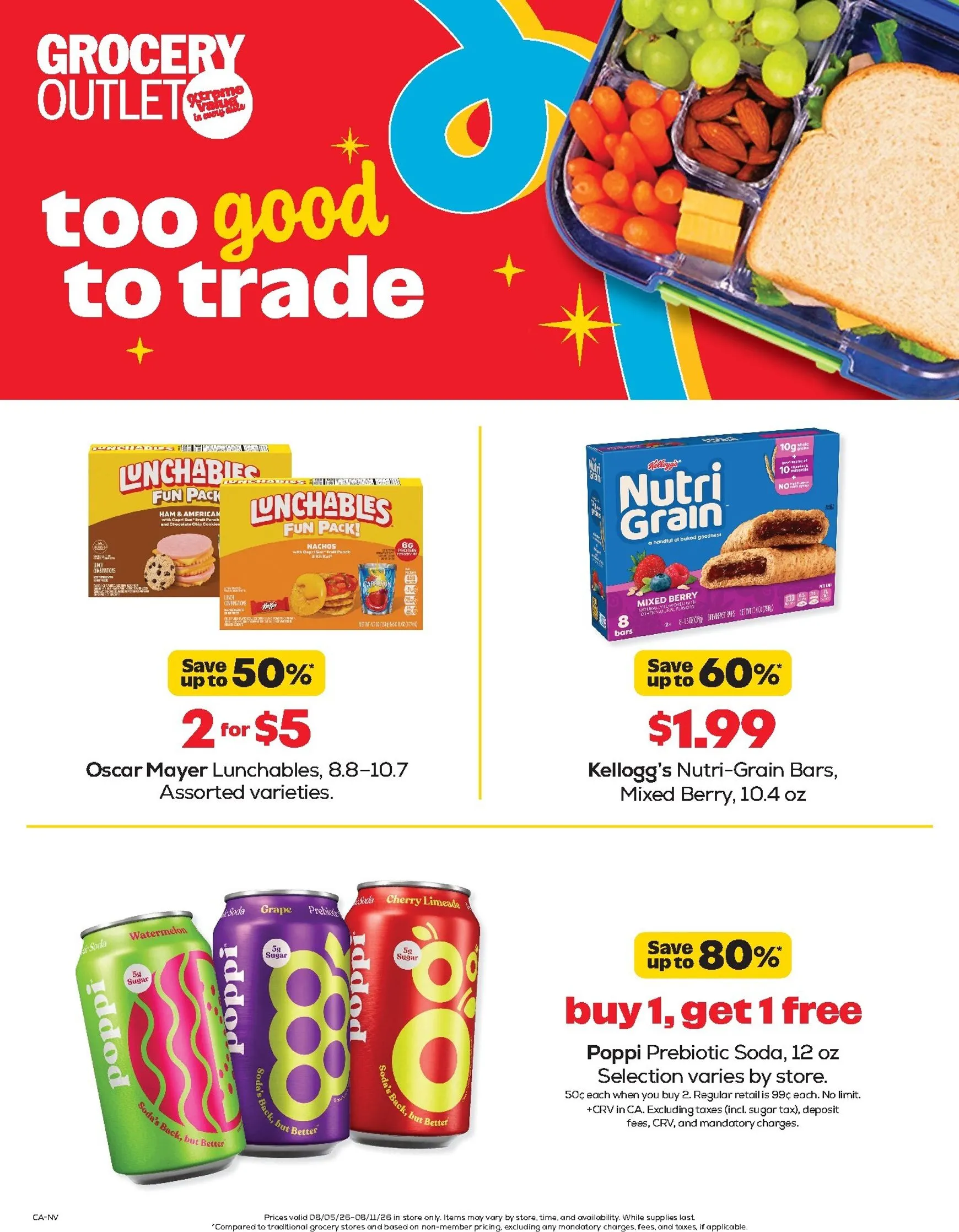 Current Grocery Outlet leaflet valid from Wednesday 08/05/2026 to Tuesday 08/11/2026