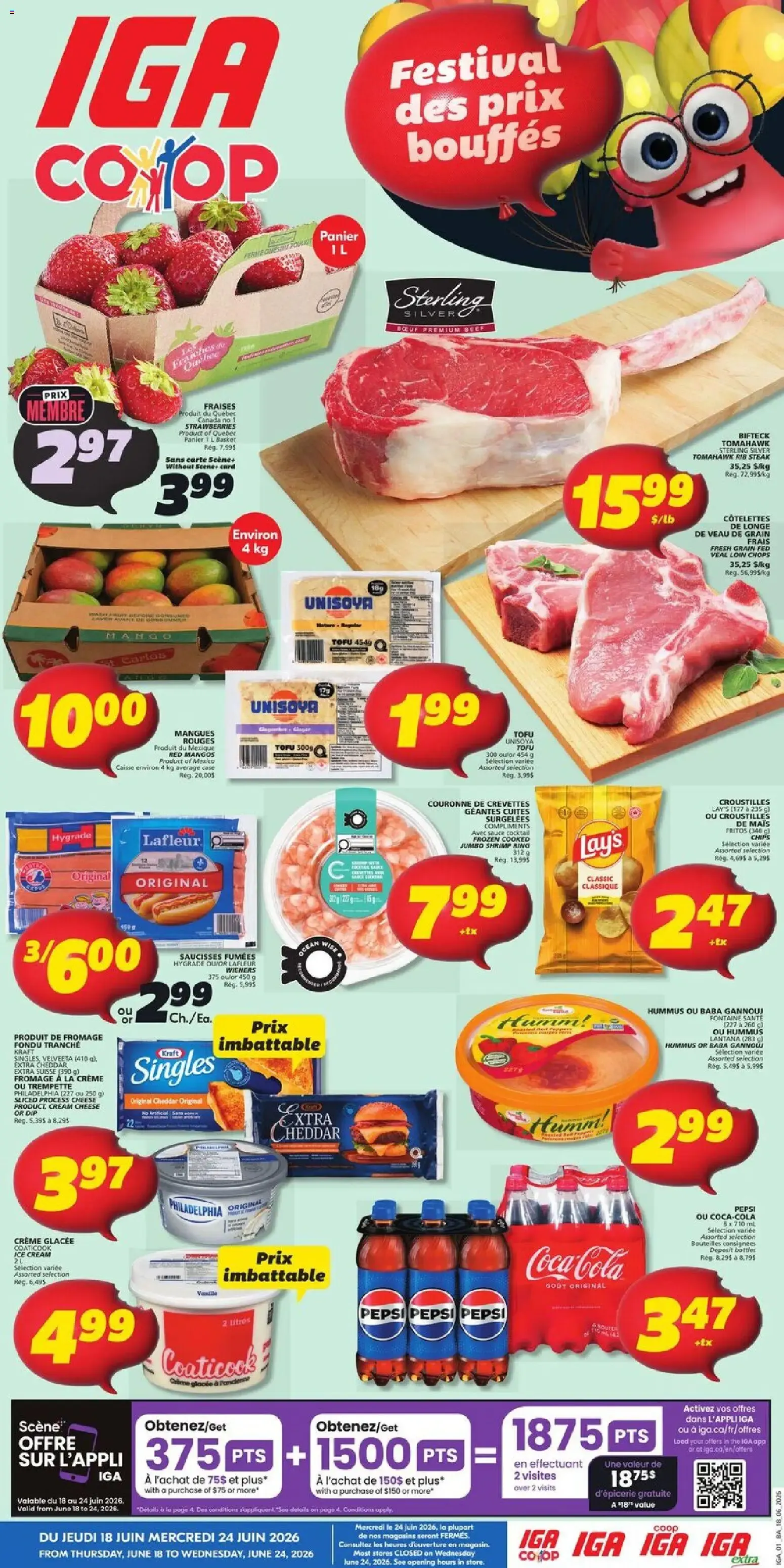 IGA Coop - Festival des prix bouffés from June 18 to June 24 2026 - flyer page 1