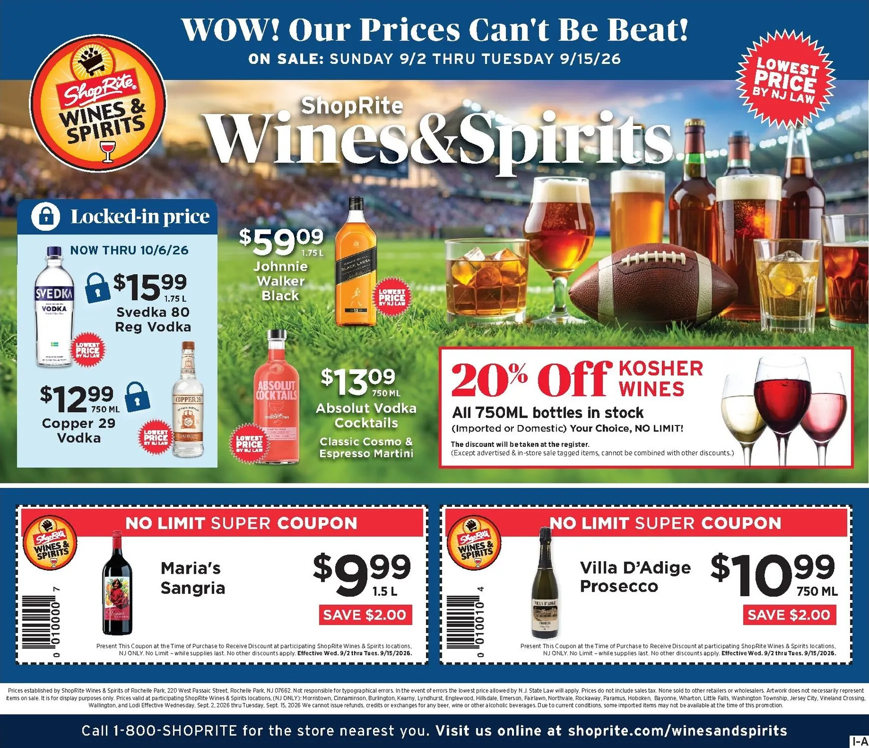 Weekly ad Current ShopRite - Wine & Spirits leaflet valid from Wednesday 09/02/2026 to Tuesday 09/15/2026 from September 2 to September 15 2026 - Page 1