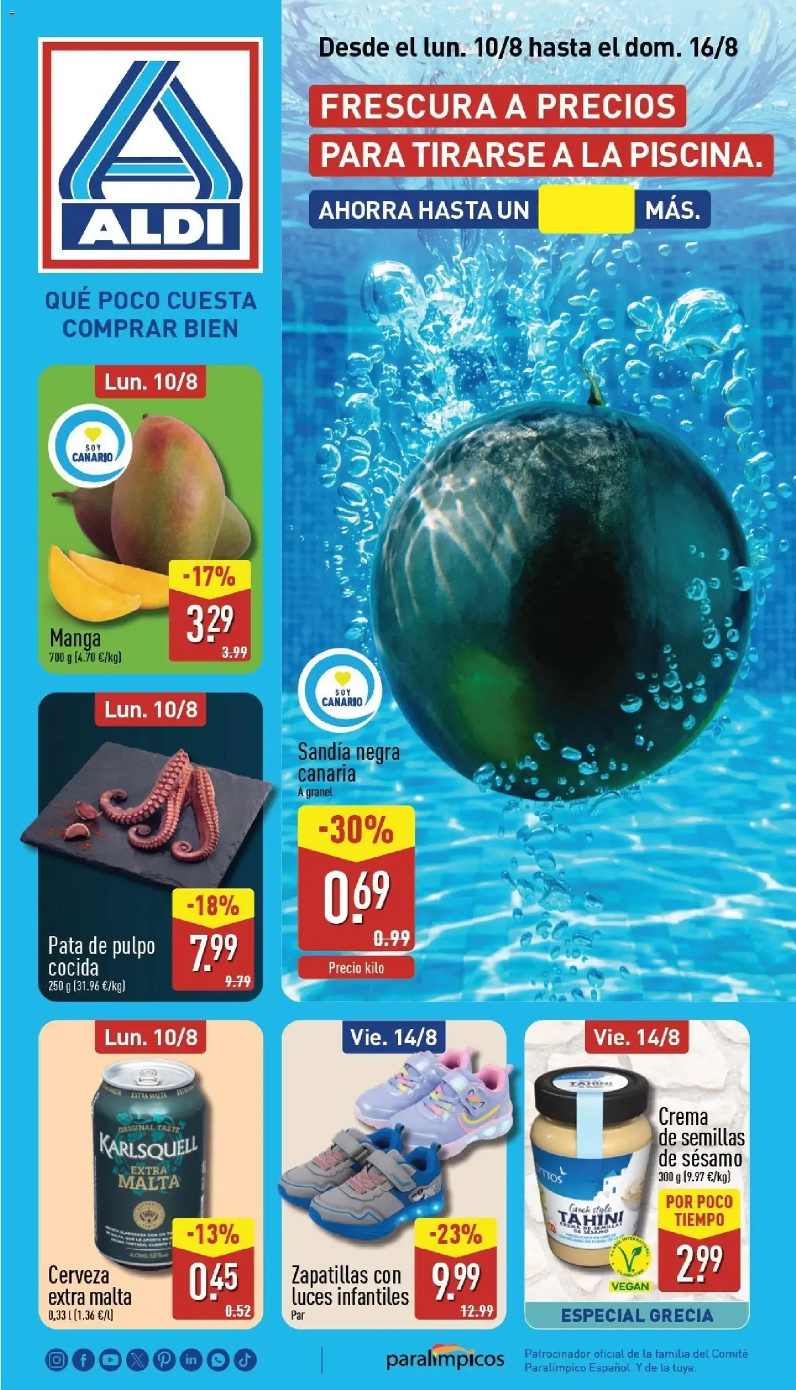 Catálogo de Aldi: Frescura a precios para tirarse a la piscina. 10 de agosto al 16 de agosto 2026 - Página 1