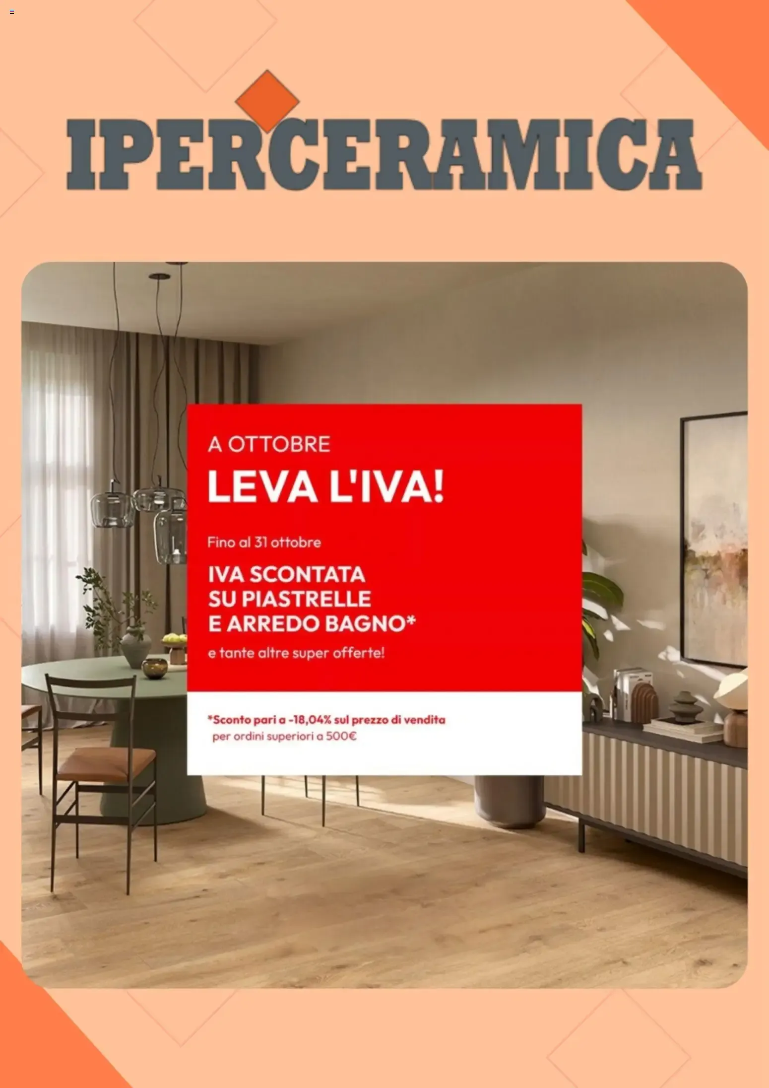 Iperceramica: IVA Scontata su Piastrelle y Arredo Bagno da 1 ottobre a 31 ottobre di 2026 - Pagina del volantino 1