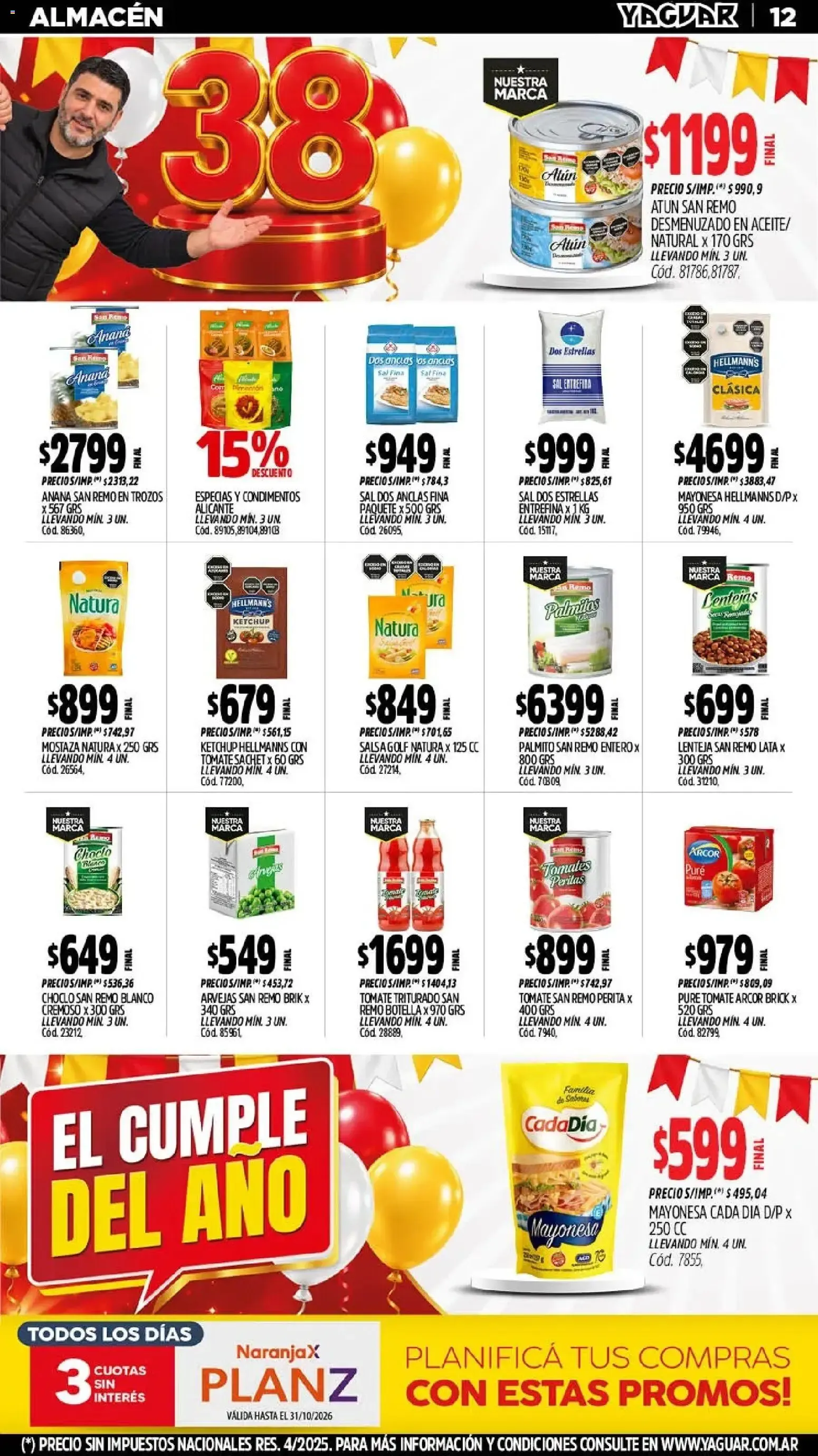Ofertas de Mayorista Yaguar - El Cumple del Año 19 de octubre al 24 de octubre 2026 - Página 13 del catálogo