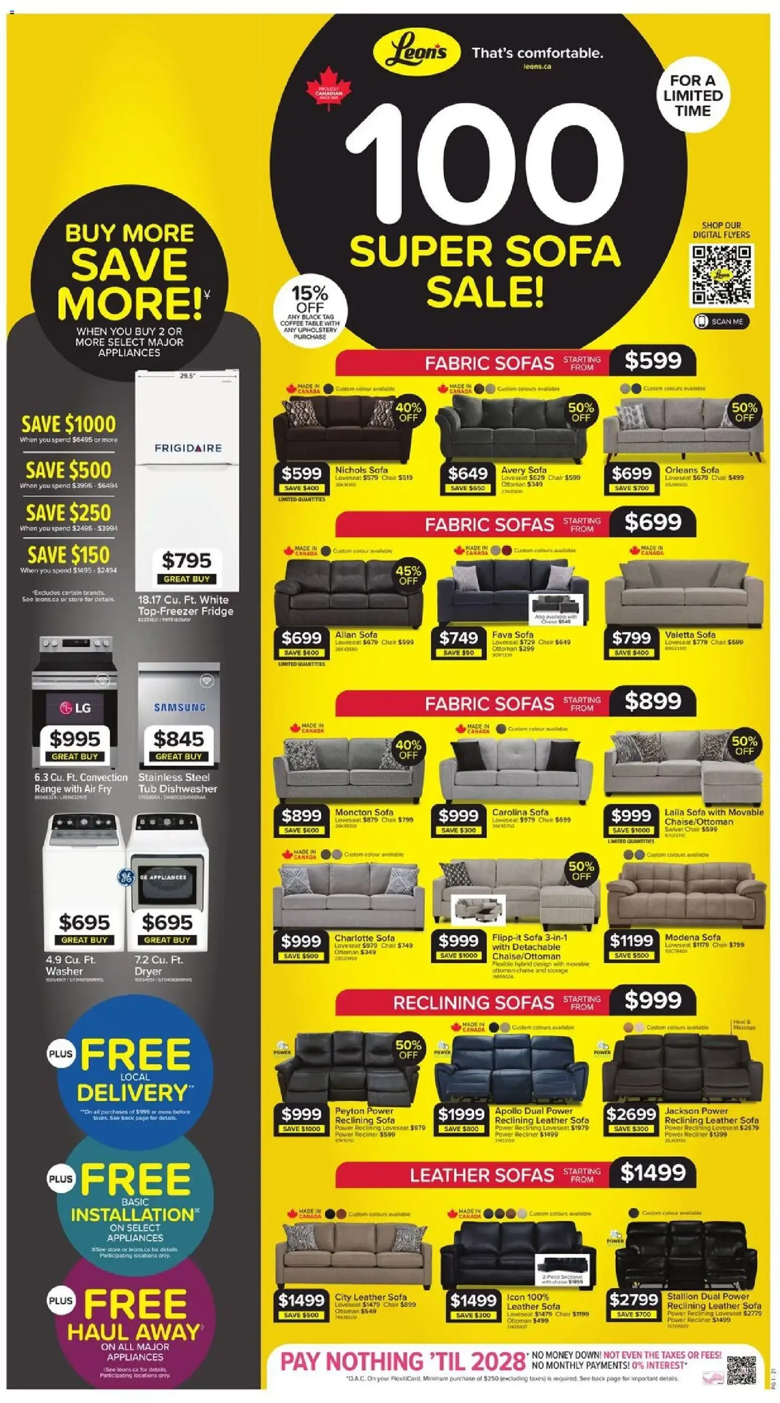 Leon's - 100 Super Sofa Sale & Appliance Deals