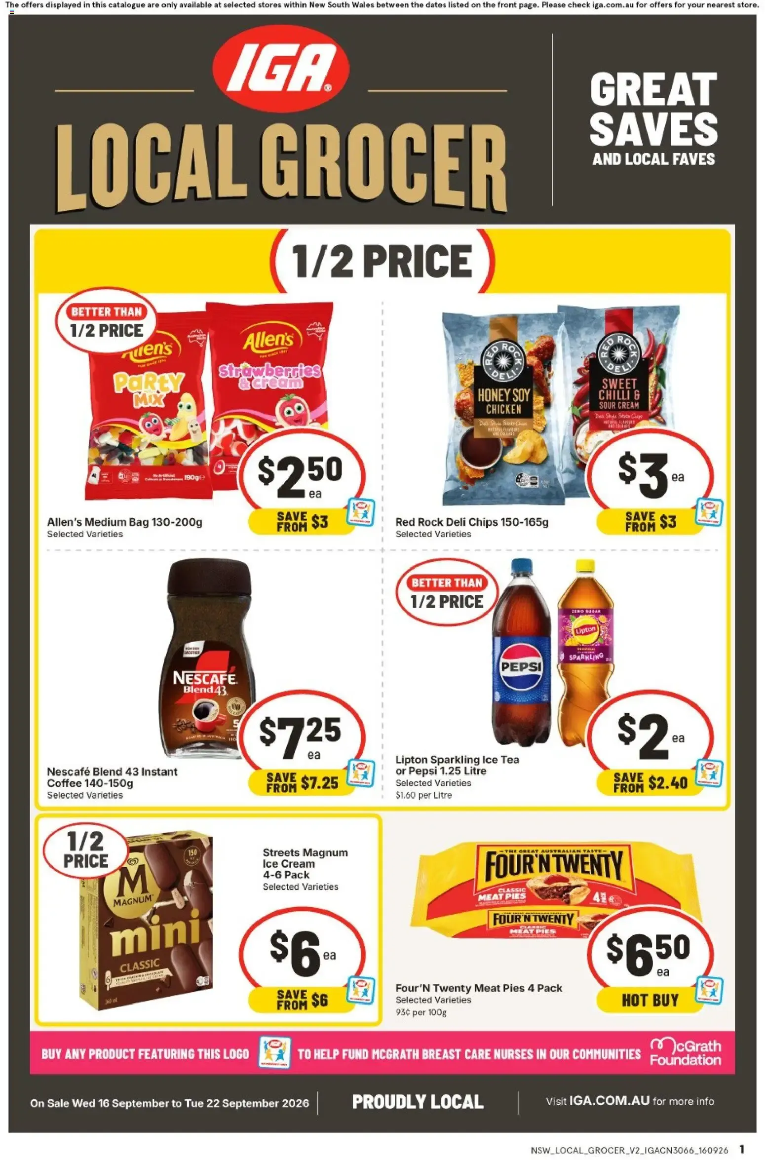 IGA Local Grocer - Great Saves and Local Faves - Catalogue valid from 16 September to 22 September 2026 - page 1