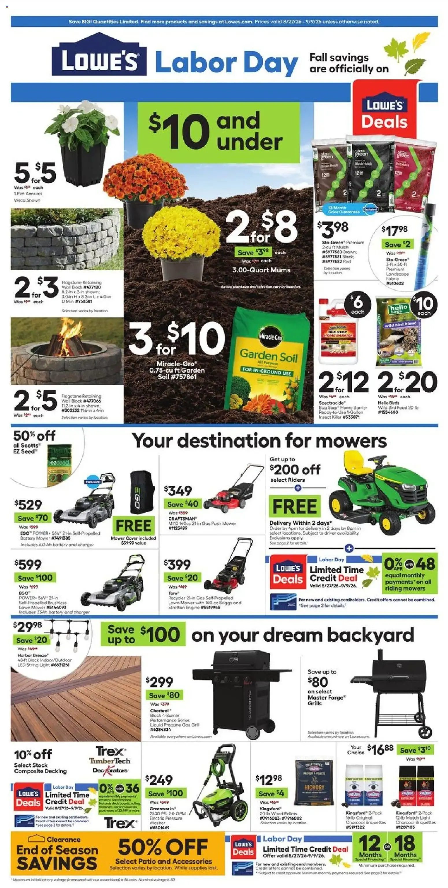 Weekly ad Lowe's Weekly Ad (08/27 - 09/09 2026) - Flyer from August 27 to September 9 2026 - Page 1