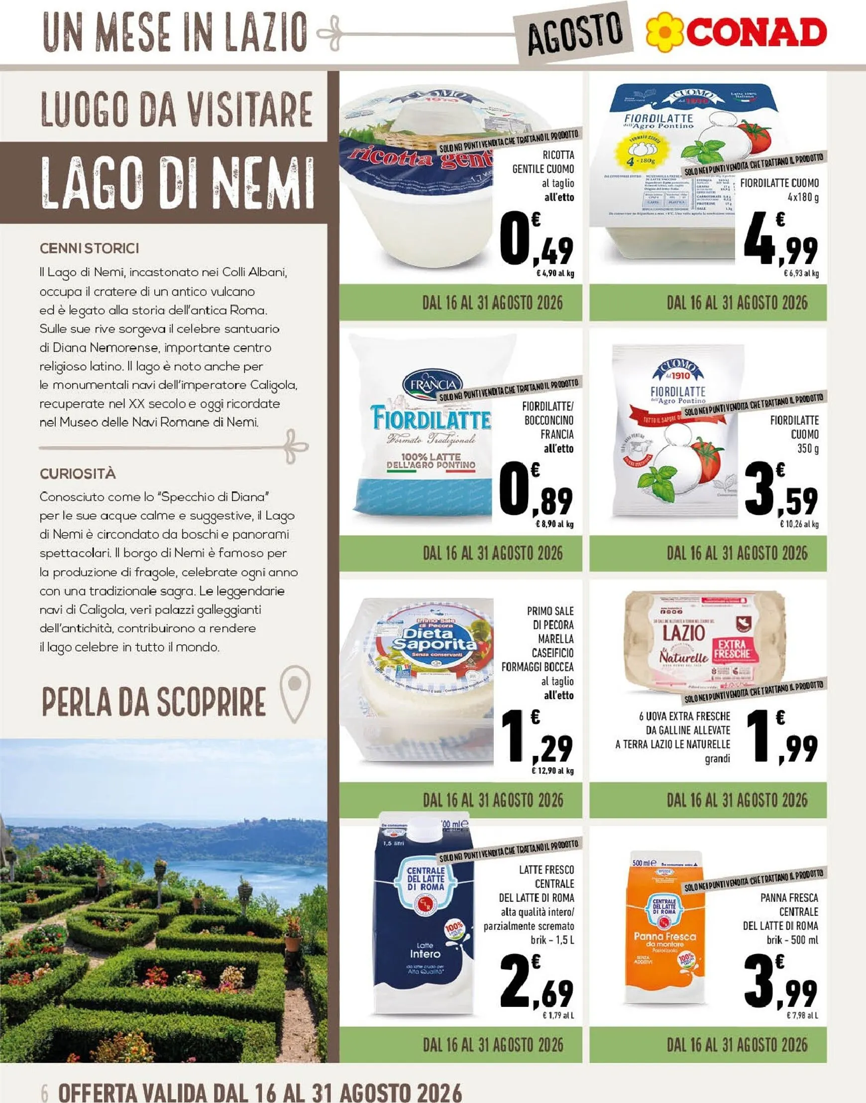 Volantino attuale di Conad - Un Mese in Lazio a Tavola valido dal sabato 01/08/2026 al lunedì 31/08/2026 da 1 agosto a 31 agosto di 2026 - Pagina del volantino 6