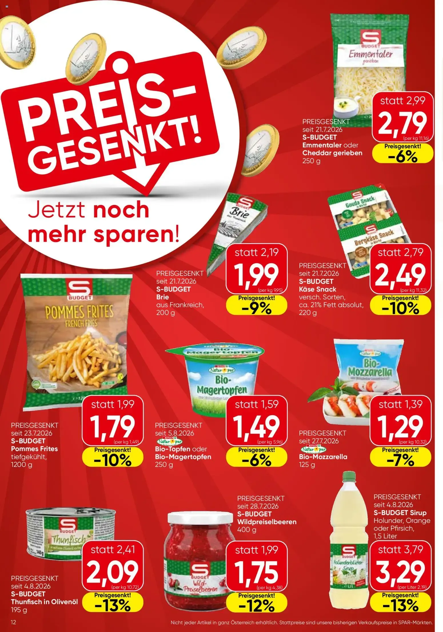 Spar - Flugblatt (03.09.2026) - Angebote und Prospekt von 3. September bis 9. September 2026 - Flugblätt seite  12