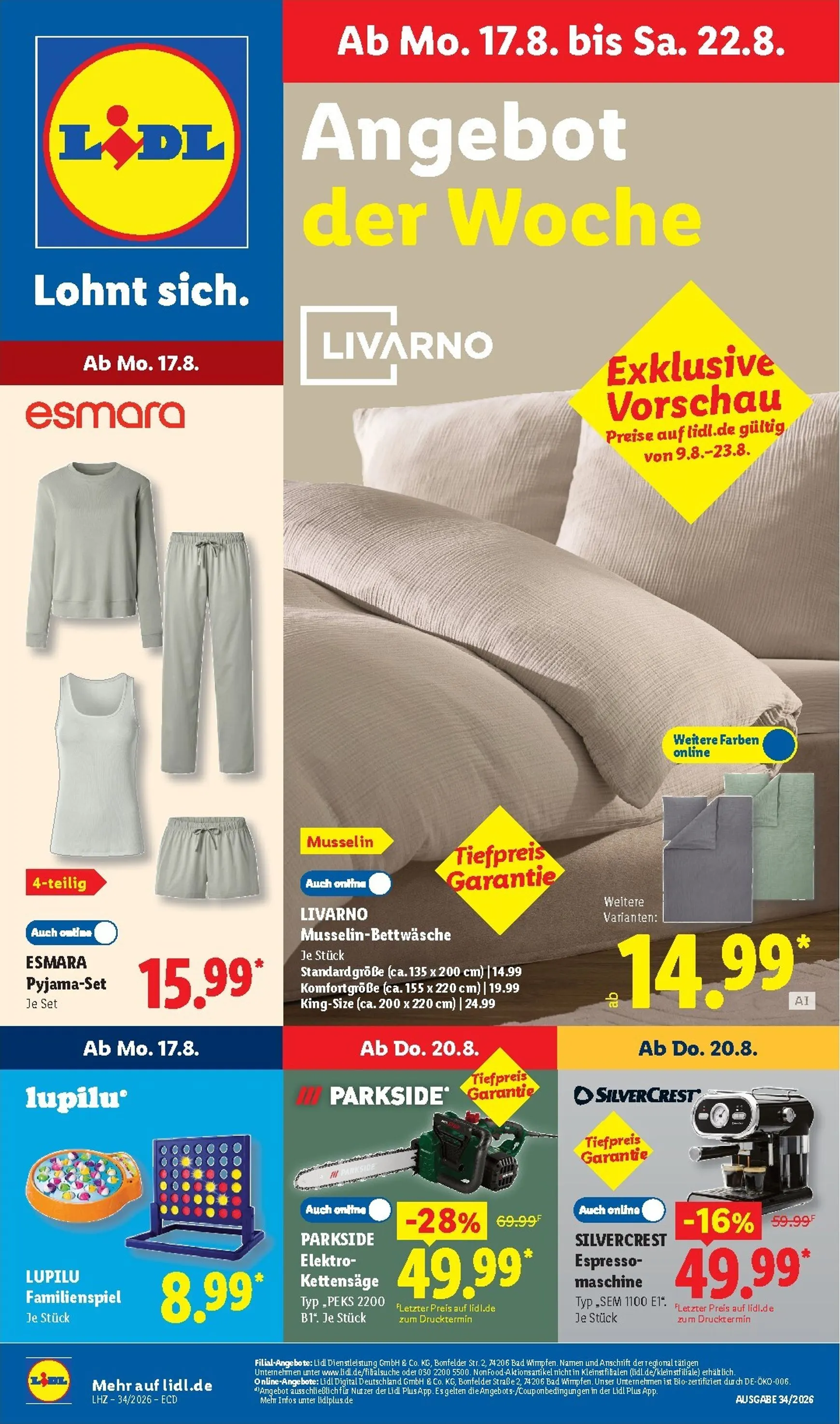 Lidl Angebot der Woche von 17. August bis 22. August 2026 - Prospekt seite 1