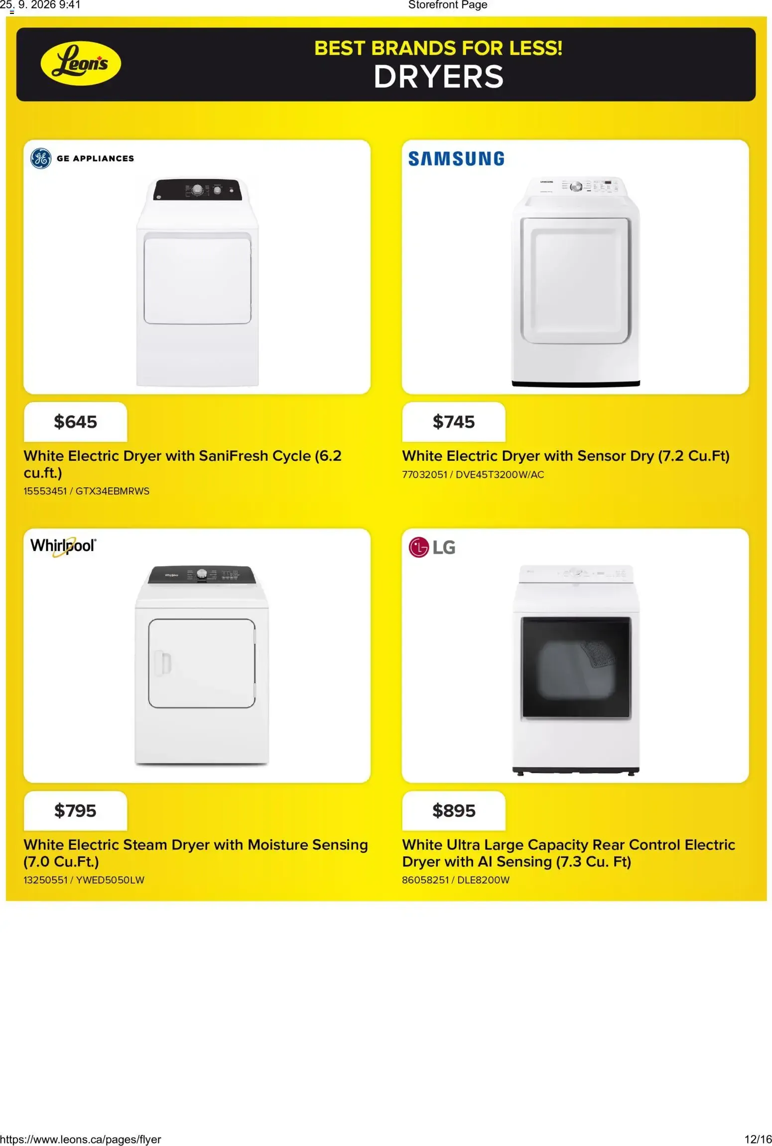 Leon's flyer - BBFL Appliances from Sep 24, 2026 > weekly specials & deals from September 24 to September 30 2026 - flyer page 12
