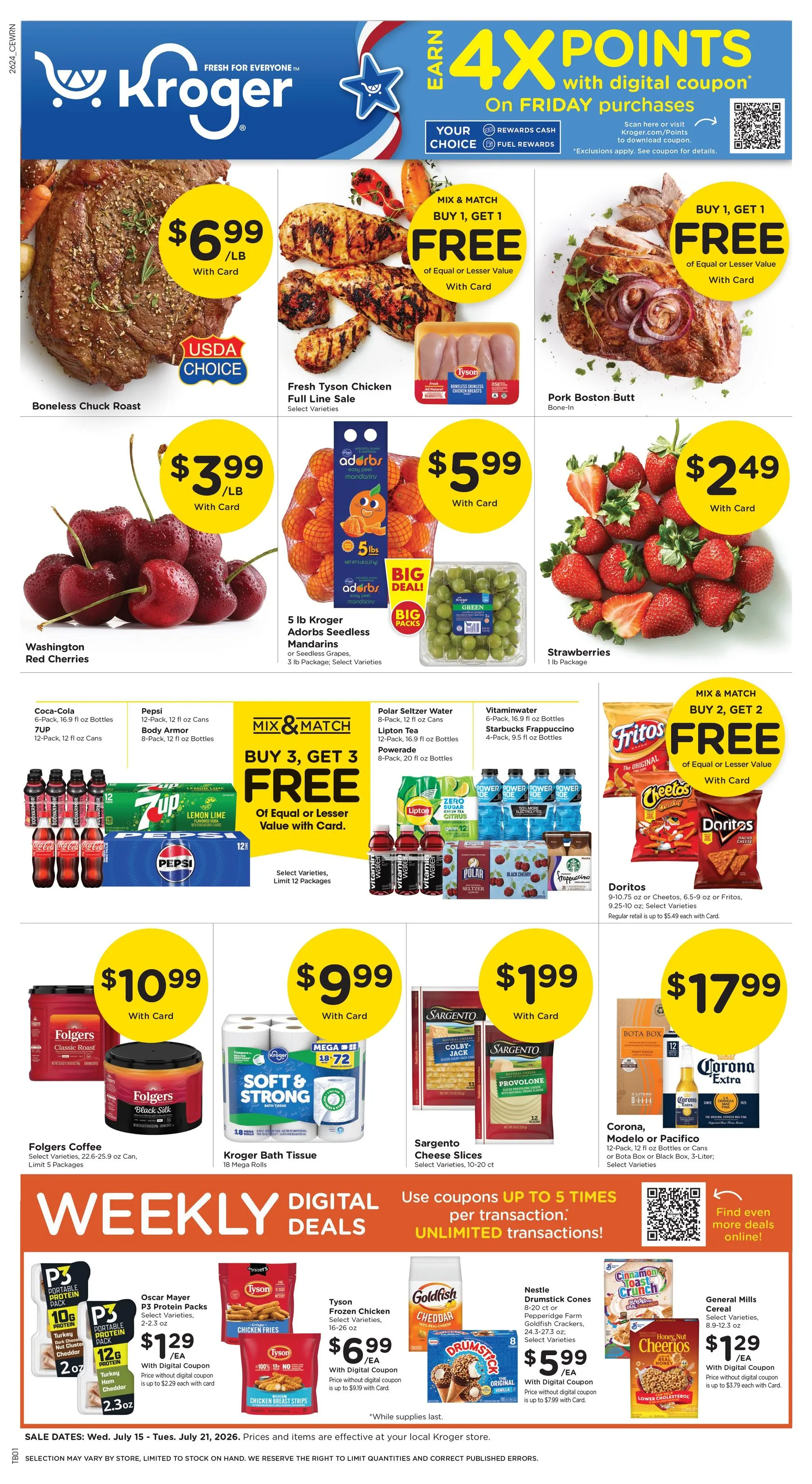 Current Kroger leaflet valid from Wednesday 07/15/2026 to Tuesday 07/21/2026