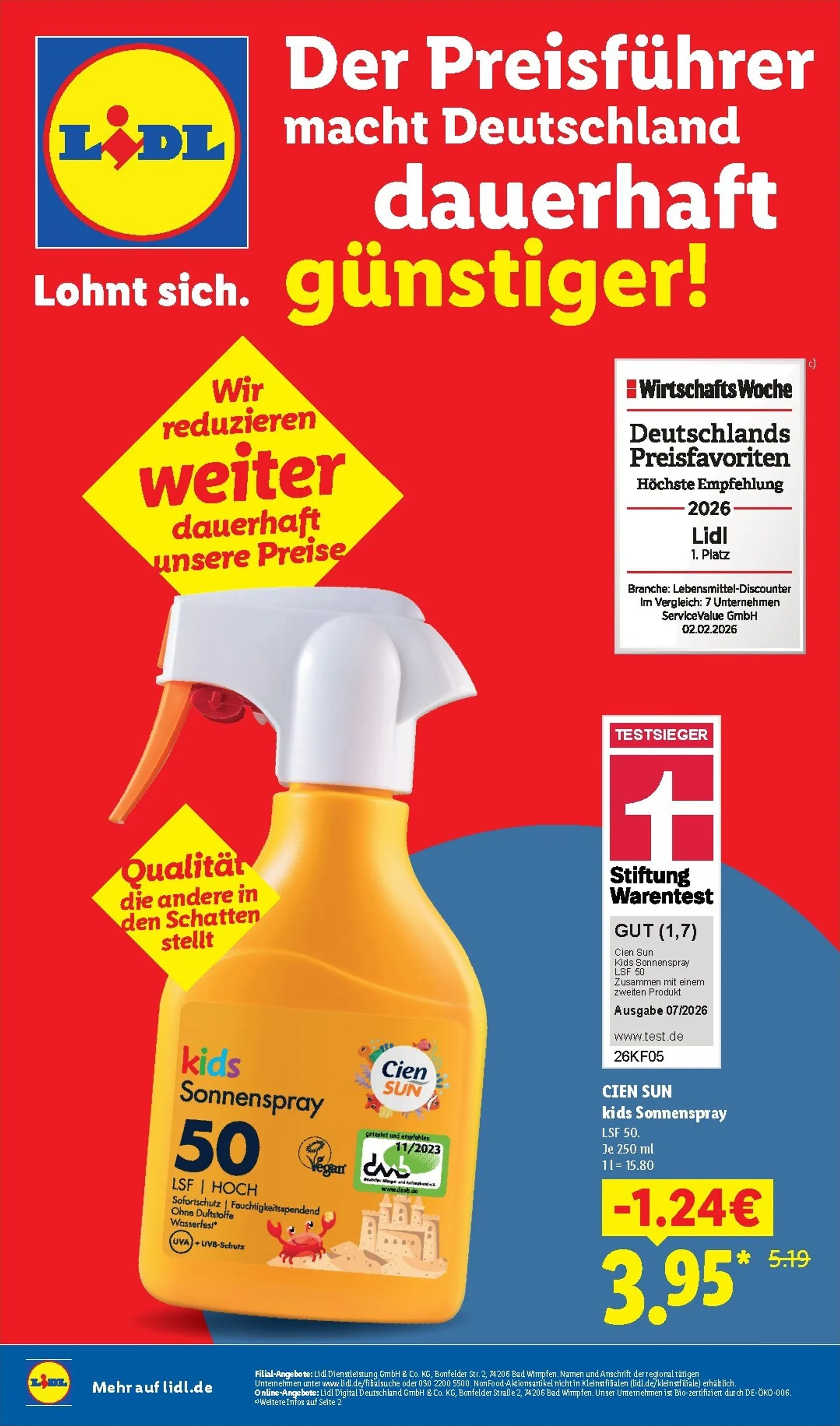 Lidl - Der Preisführer macht Deutschland Prospekt – von Mittwoch 01.07.2026 bis Montag 31.08.2026 von 1. Juli bis 31. August 2026 - Prospekt seite 1