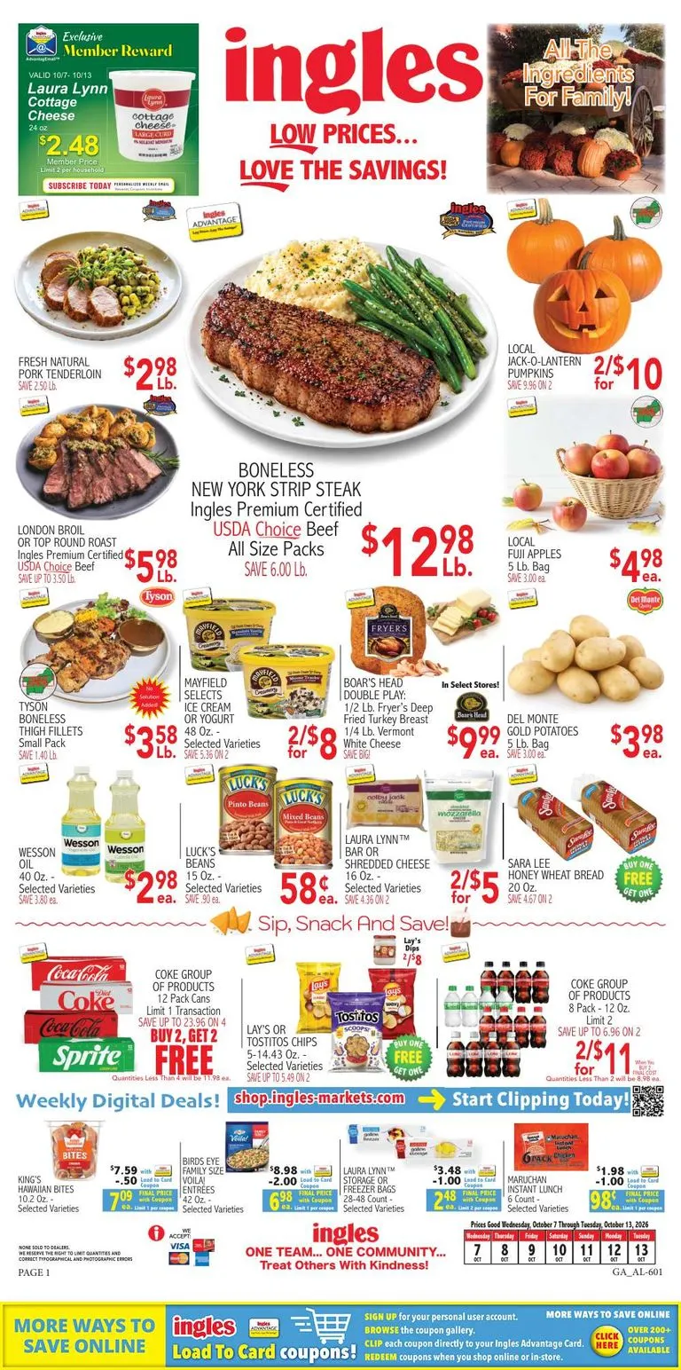 Current Ingles Markets leaflet valid from Wednesday 10/07/2026 to Tuesday 10/13/2026