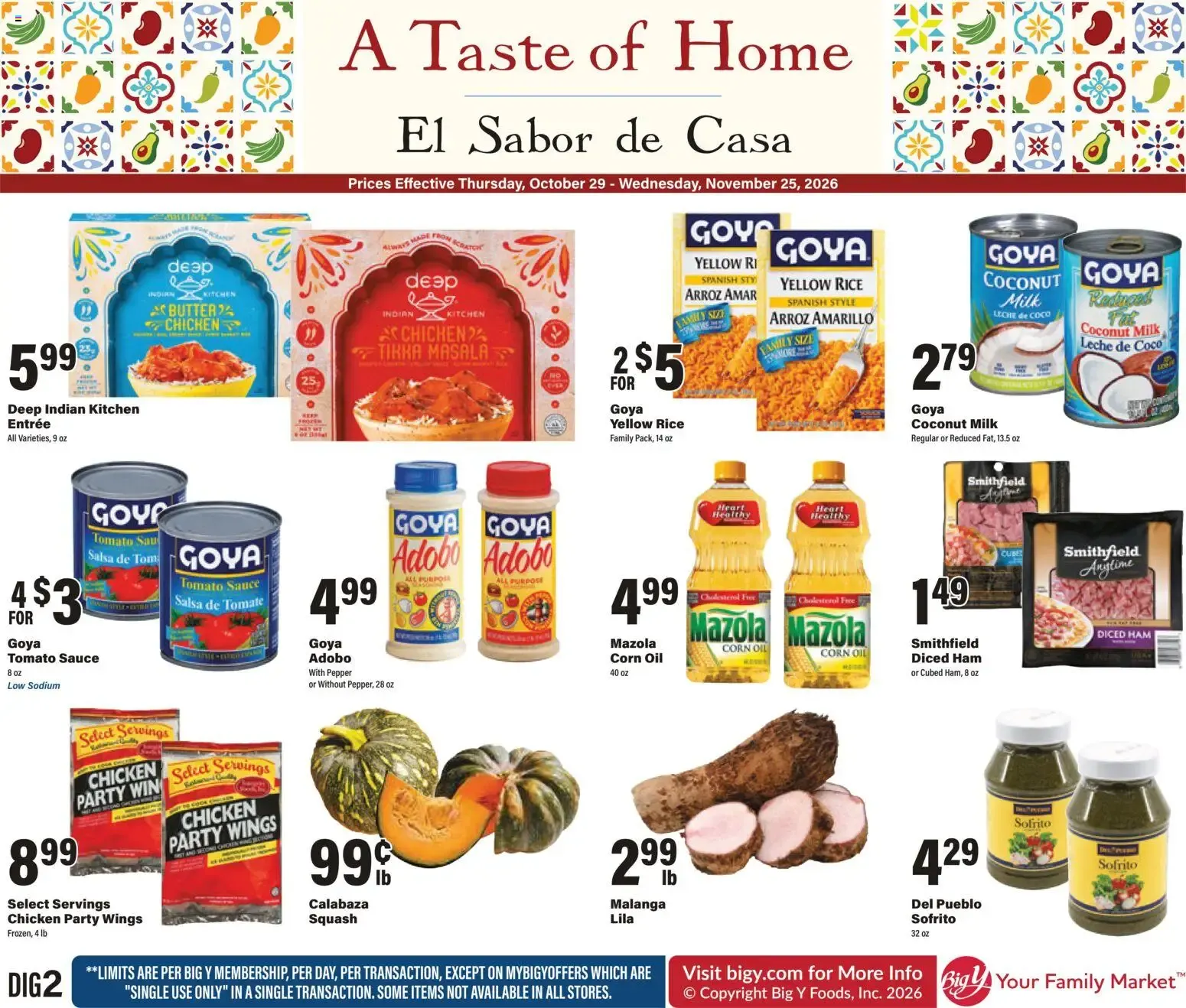 Weekly ad Big Y A Taste of Home (10/29 - 11/25 2026) - Flyer from October 29 to November 25 2026 - Page 1