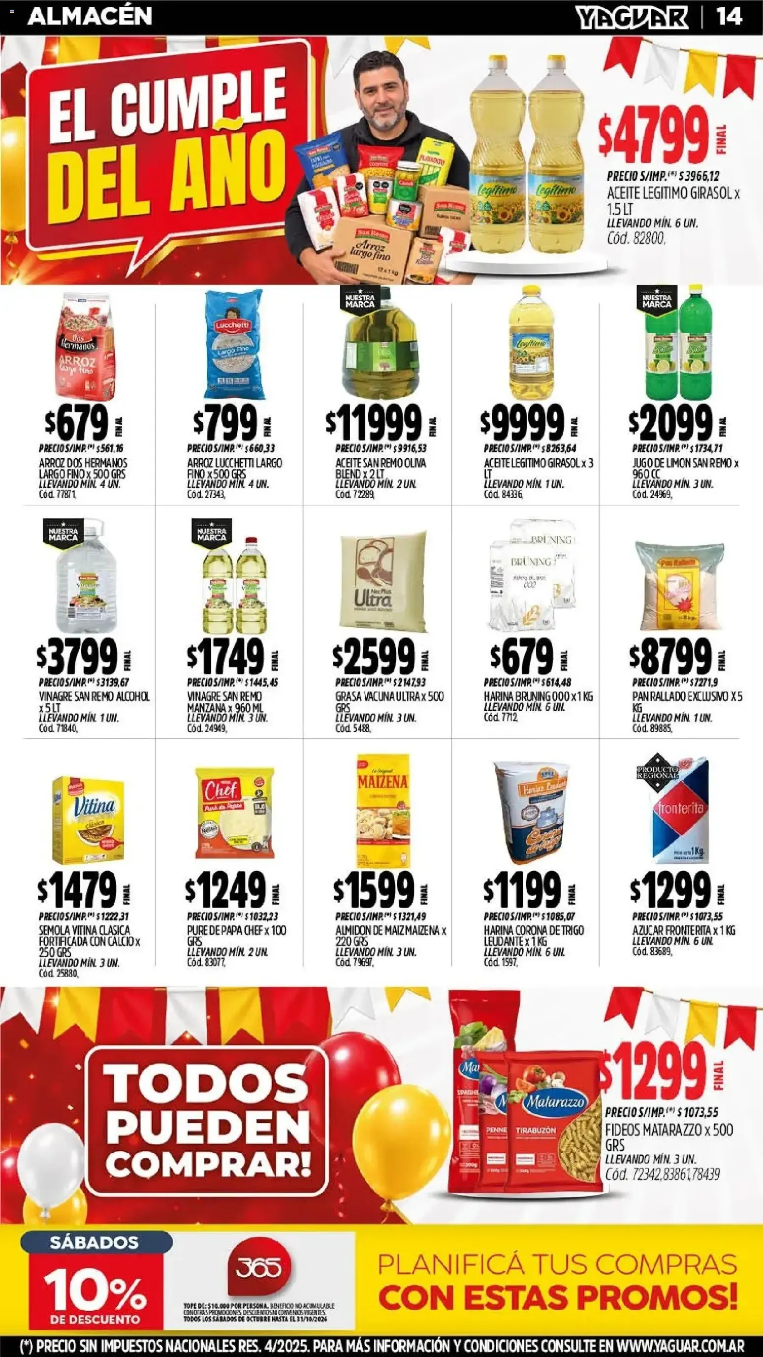 Ofertas de Mayorista Yaguar - El Cumple del Año 38 - Ofertas Semanales Córdoba 5 de octubre al 11 de octubre 2026 - Página 12 del catálogo