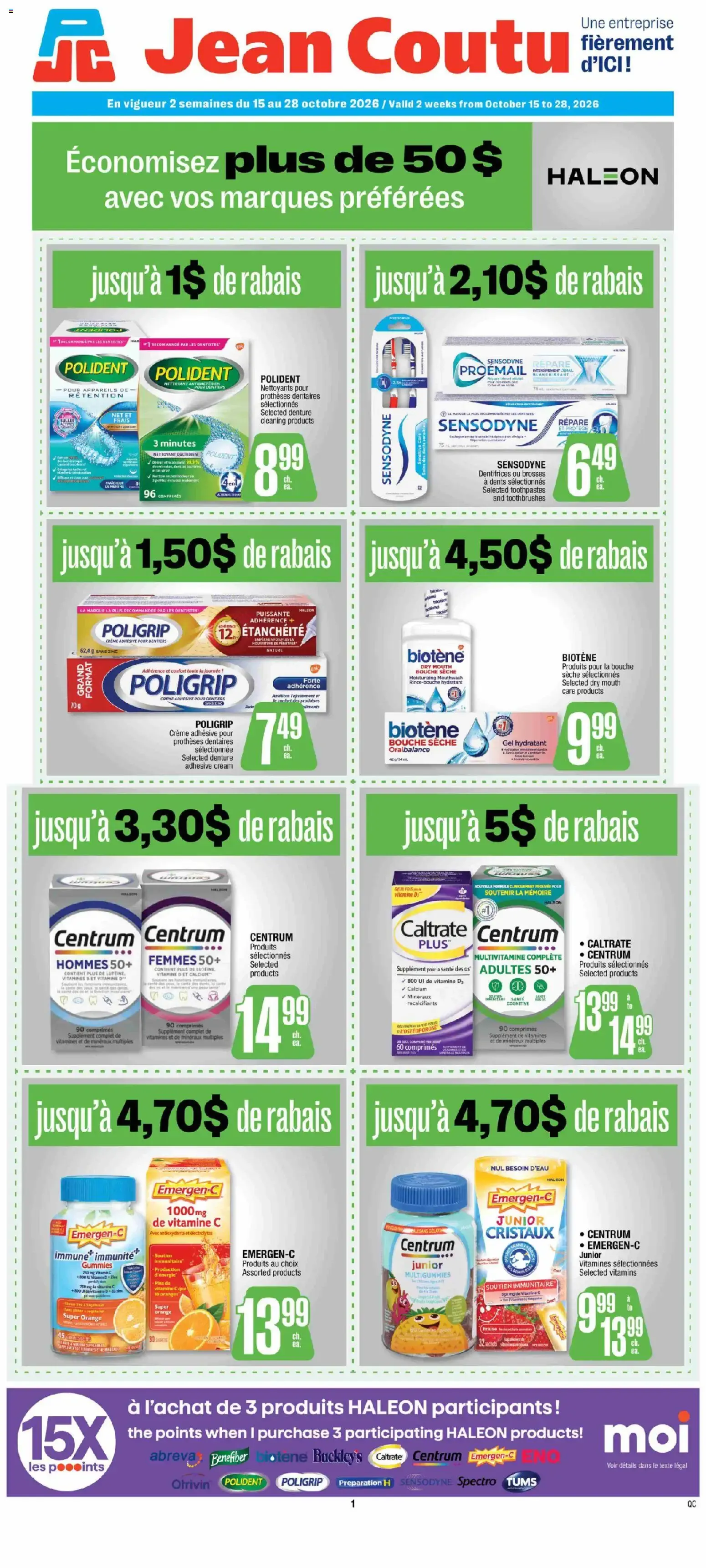 Jean Coutu circulaire - Encart Haleon from Oct 15, 2026 > weekly specials & deals