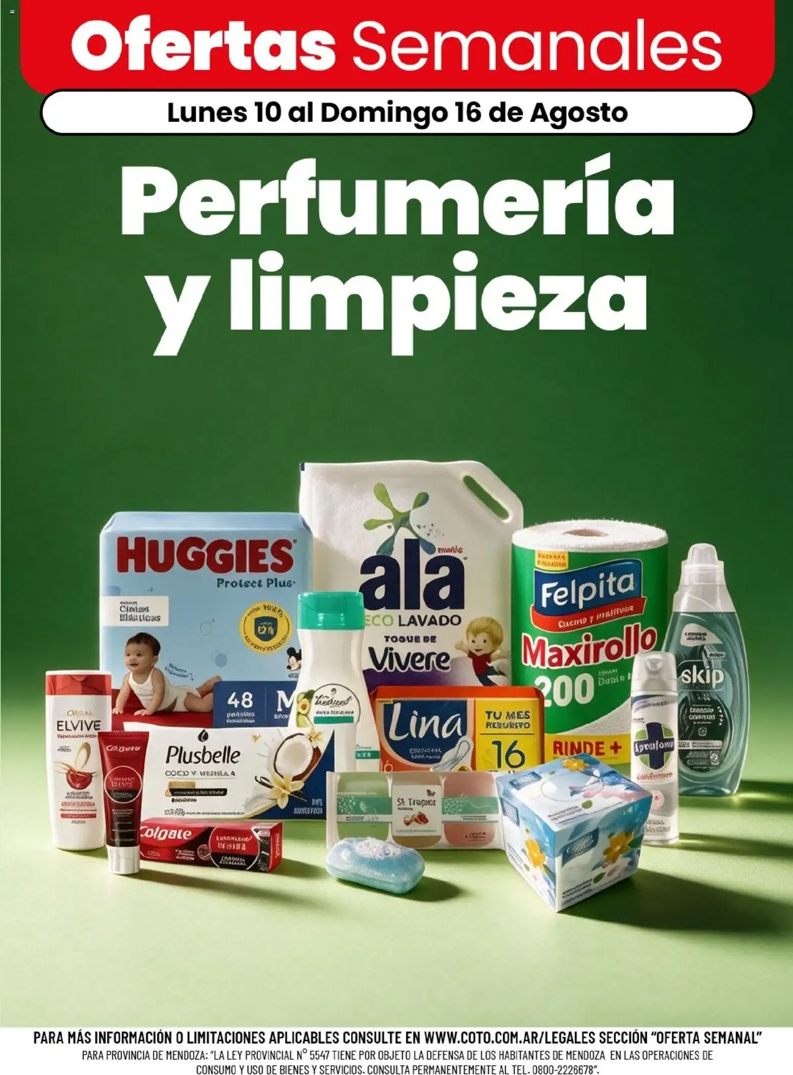 Ofertas de Coto - Perfumería y limpieza || del 10/08/2026 - 16/08/2026 || Descuentos 10 de agosto al 16 de agosto 2026 - Página 1 del catálogo
