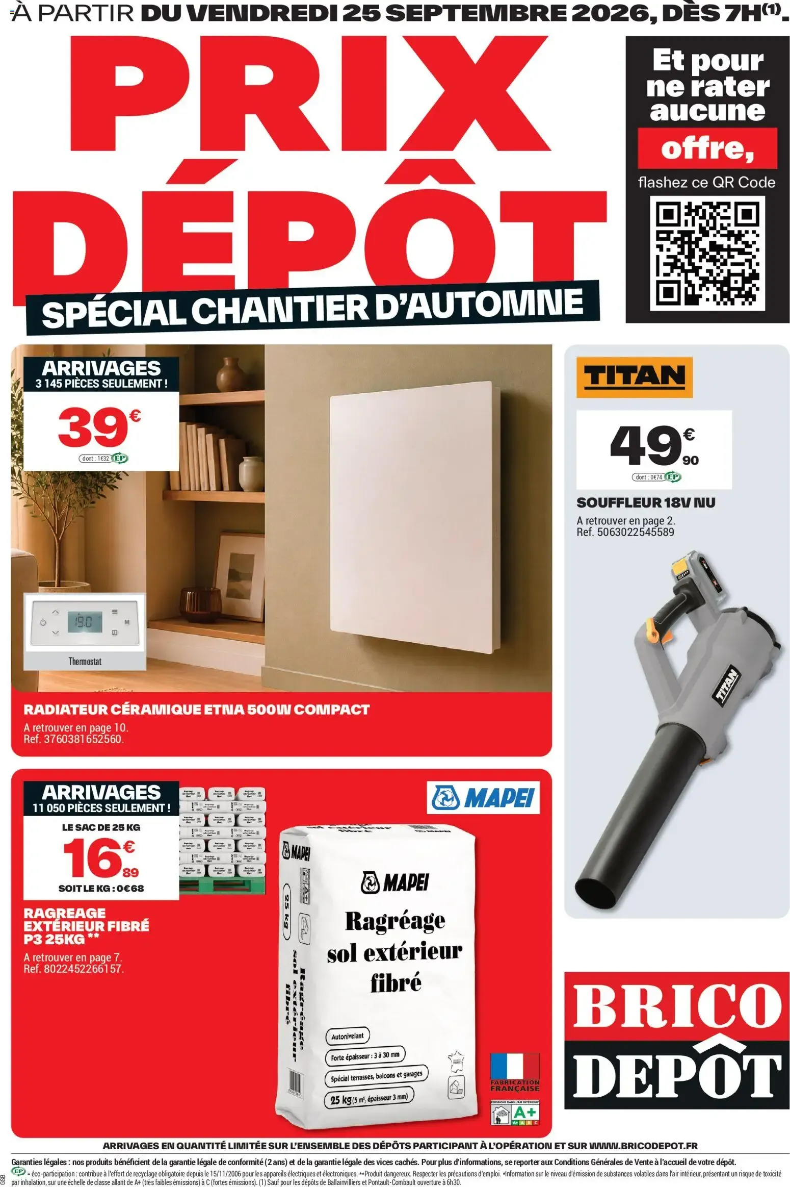 Brico Dépôt catalogue à partir du 25/09/2026 - promo en ligne du 25 septembre au 8 octobre 2026 - Catalogue page 1