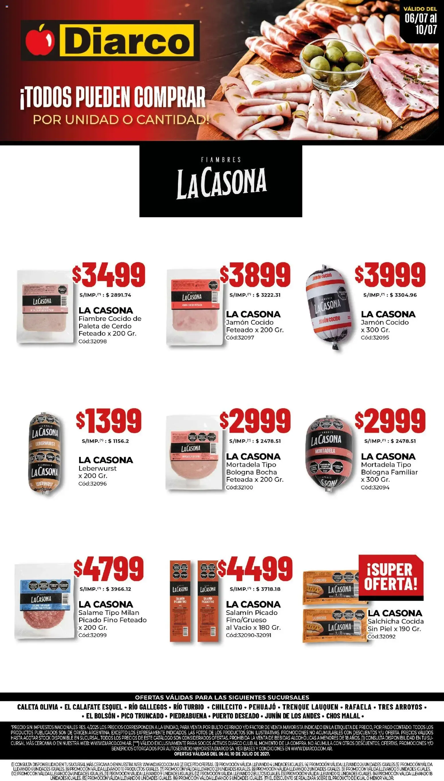 Ofertas de Diarco - Especial Fiambres La Casona del 06/07/2027 al 10/07/2027 6 de julio al 10 de julio 2027 - Página 1 del catálogo
