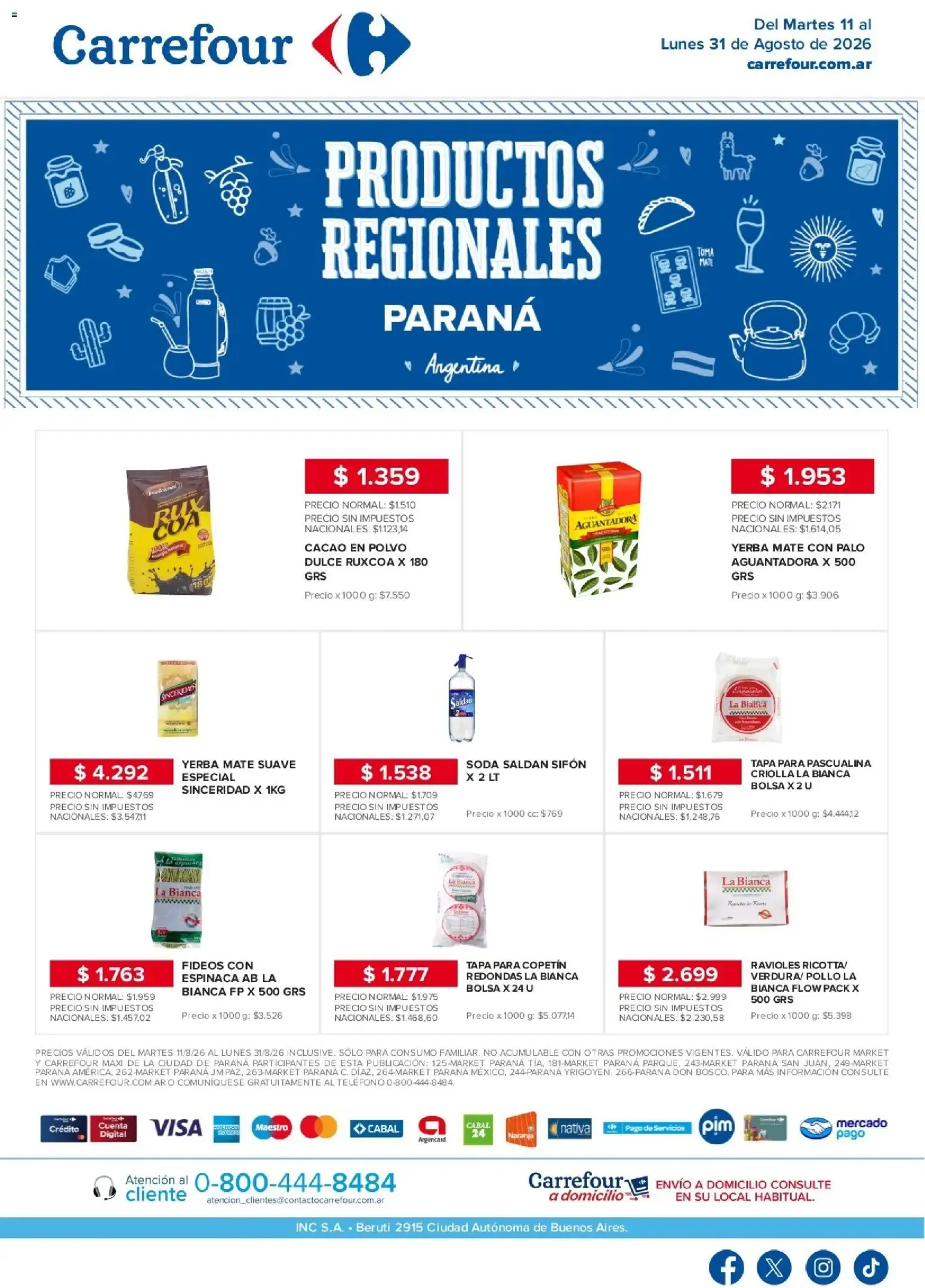 Ofertas de Carrefour - Regionales | Paraná || del 11/08/2026 - 01/09/2026 || Promociones 11 de agosto al 31 de agosto 2026 - Página 1 del catálogo