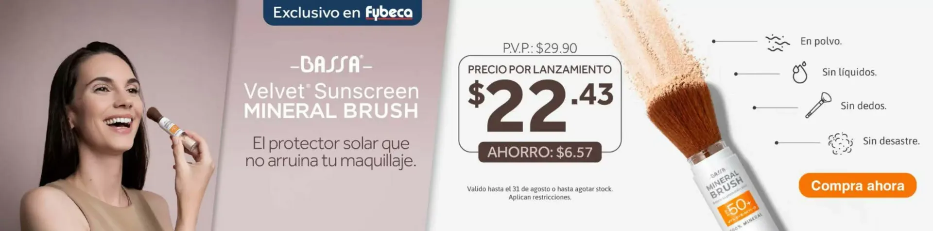 Catalogo de Fybeca: Bassa Velvet Sunscreen Mineral Brush - Lanzamiento 4 de agosto al 31 de agosto 2026 - Pag 1