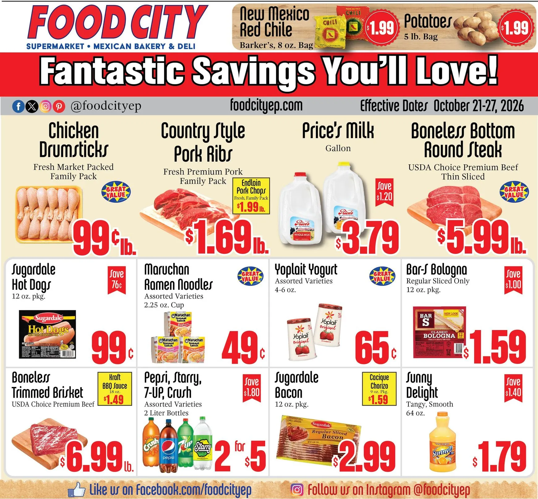 Weekly promotion Current Food City leaflet valid from Wednesday 10/21/2026 to Tuesday 10/27/2026 spanning from October 21 to October 27 2026 - Page 1 for Catalogue 365