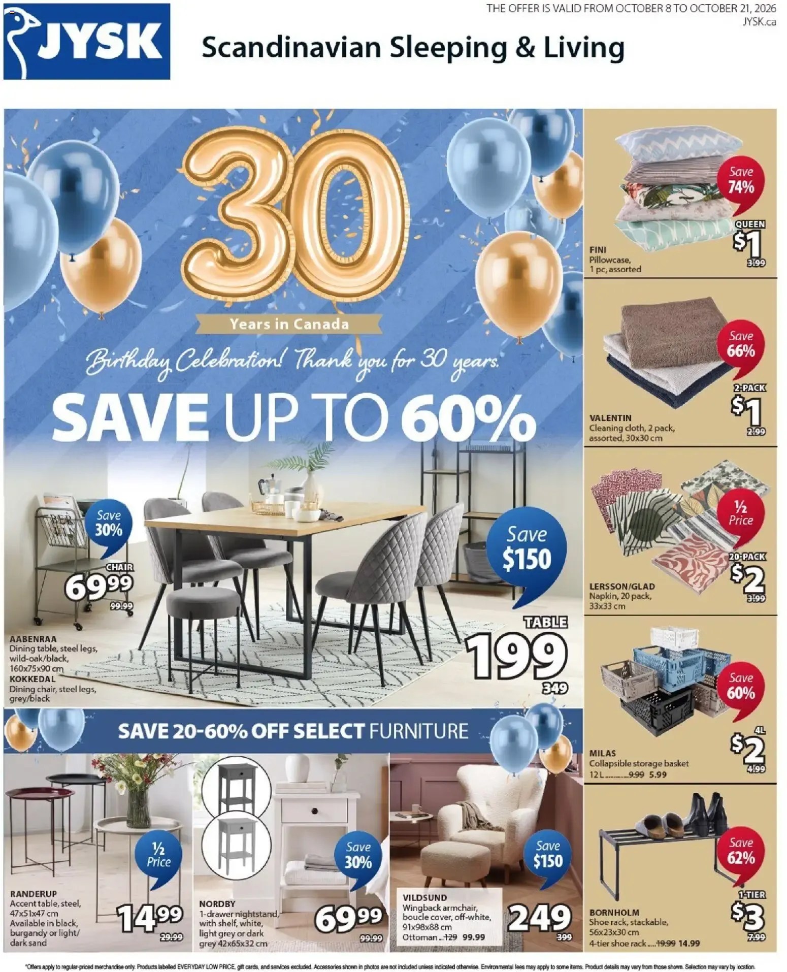 JYSK: 30 Años de Celebración - Ahorra hasta 60% from October 8 to October 21 2026 - flyer page 1