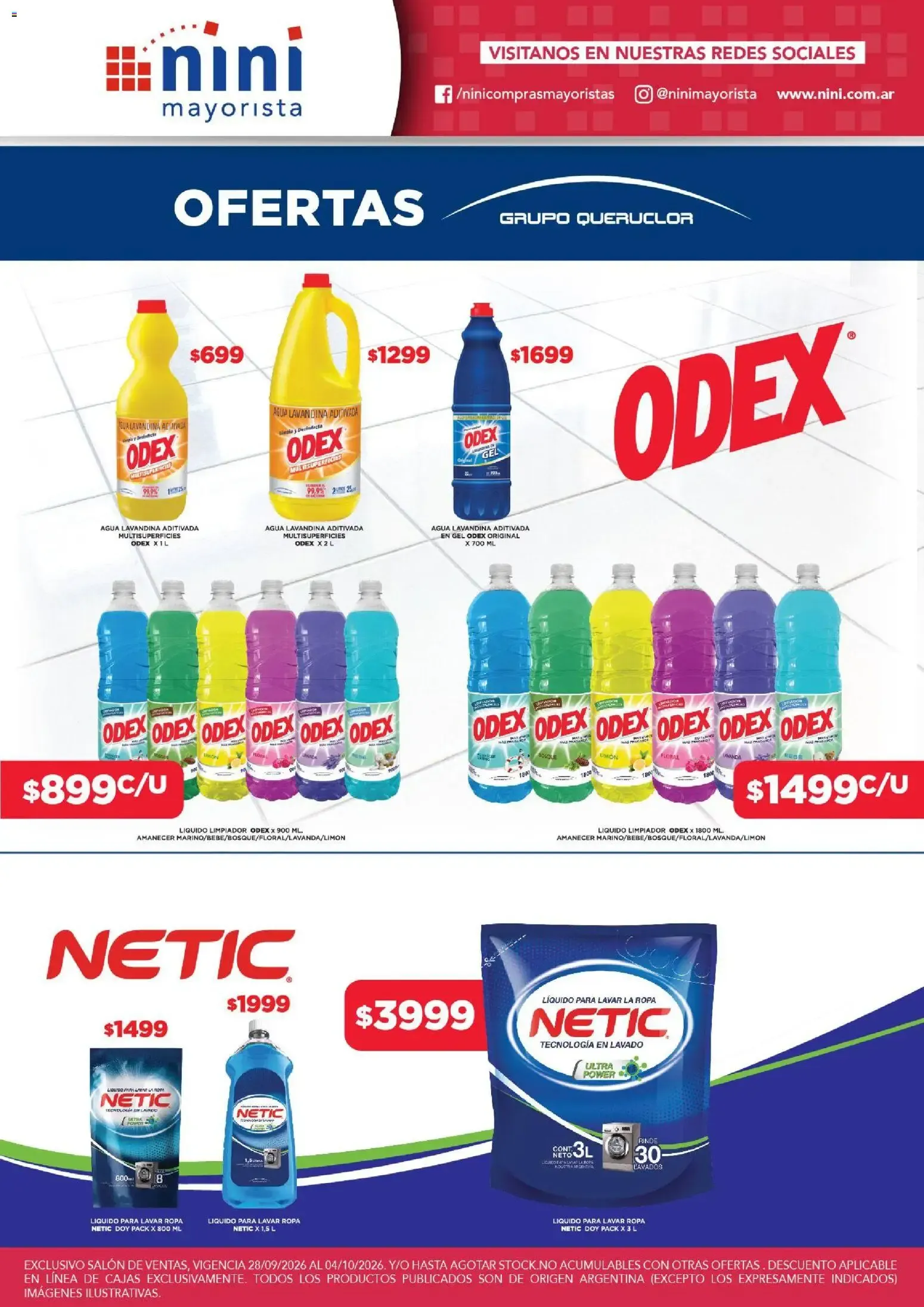 Ofertas de NINI Mayorista - Odex y Netic del 28/09/2026 - 04/10/2026 28 de septiembre al 4 de octubre 2026 - Página 1 del catálogo