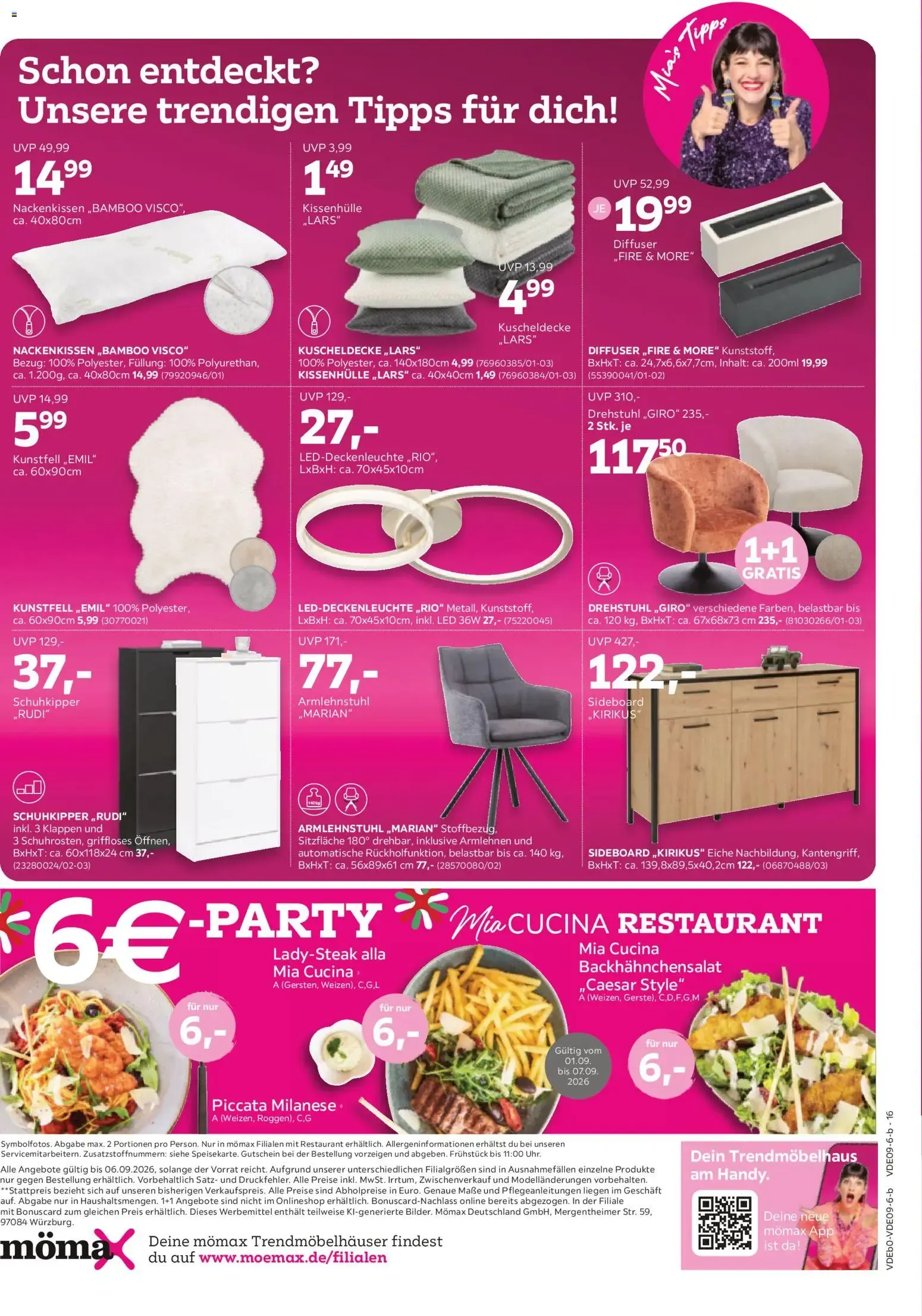 Mömax Pink Shopping: 25% en muebles y 20% en otros productos von 31. August bis 29. September 2026 - Prospekt seite 16