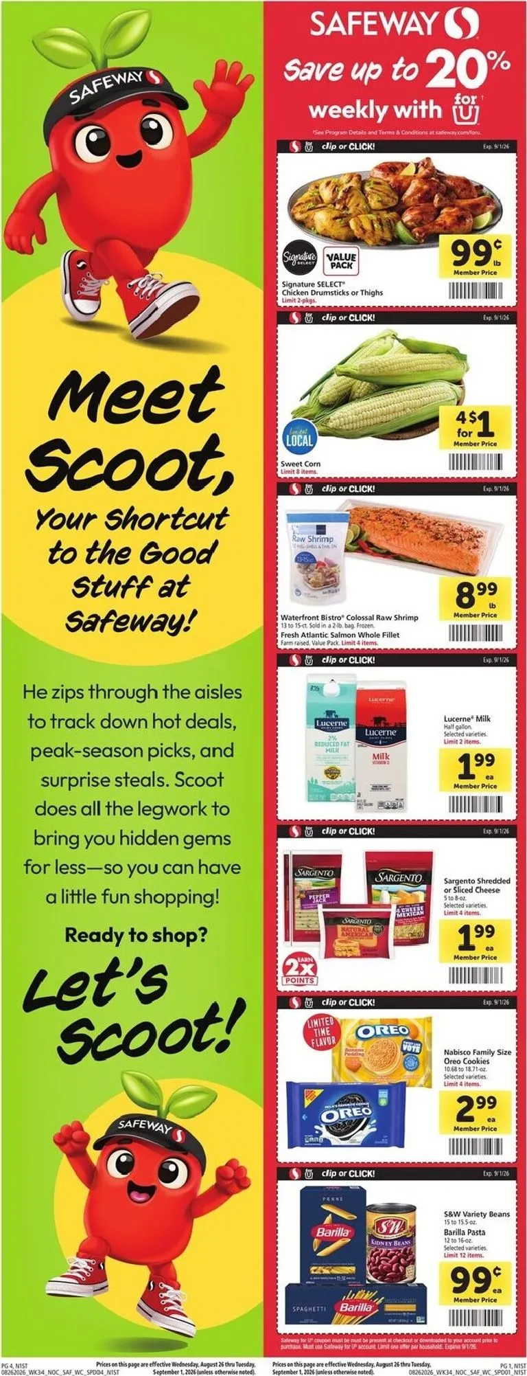 Weekly promotion Current Safeway leaflet valid from Wednesday 08/26/2026 to Tuesday 09/01/2026 spanning from August 26 to September 1 2026 - Page 1 for Catalogue 365
