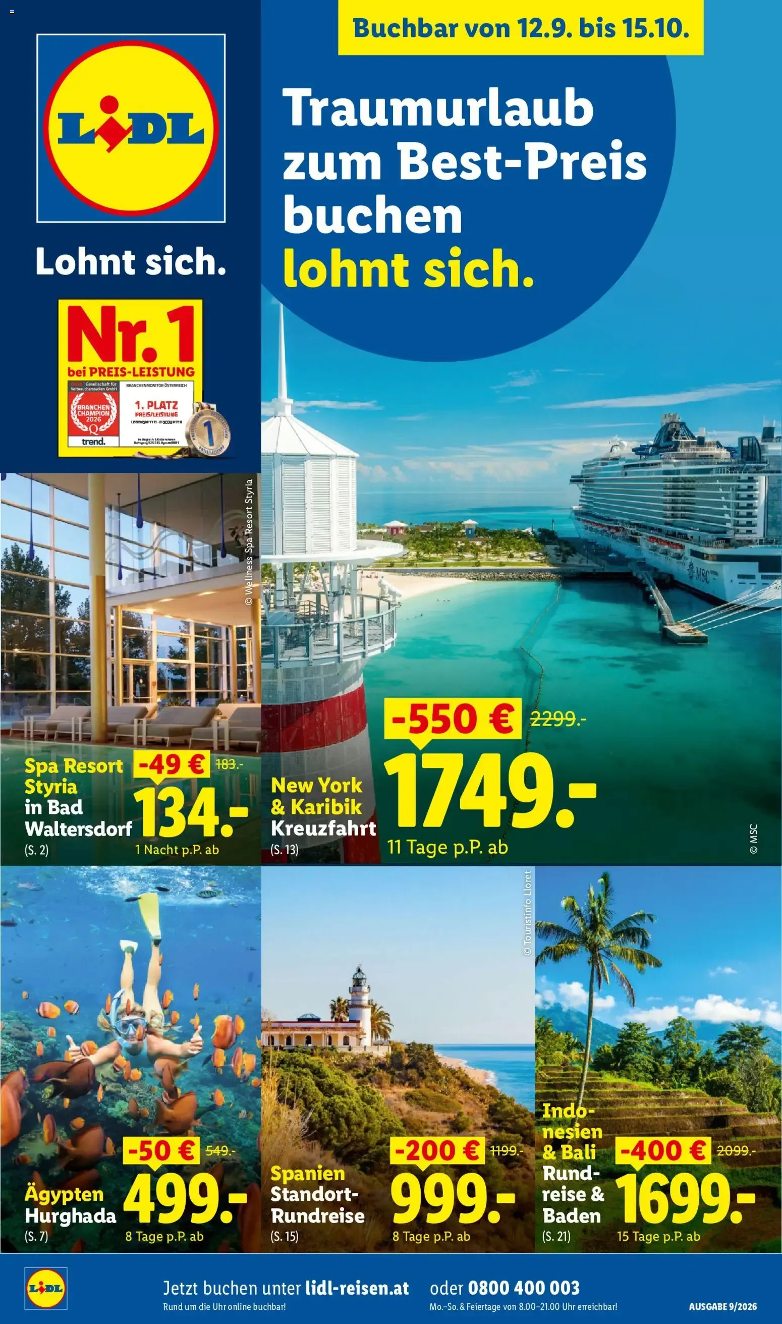 Traumurlaub zum Best-Preis buchen lohnt sich. von 12. September bis 15. Oktober 2026 - Flugblätt seite  1