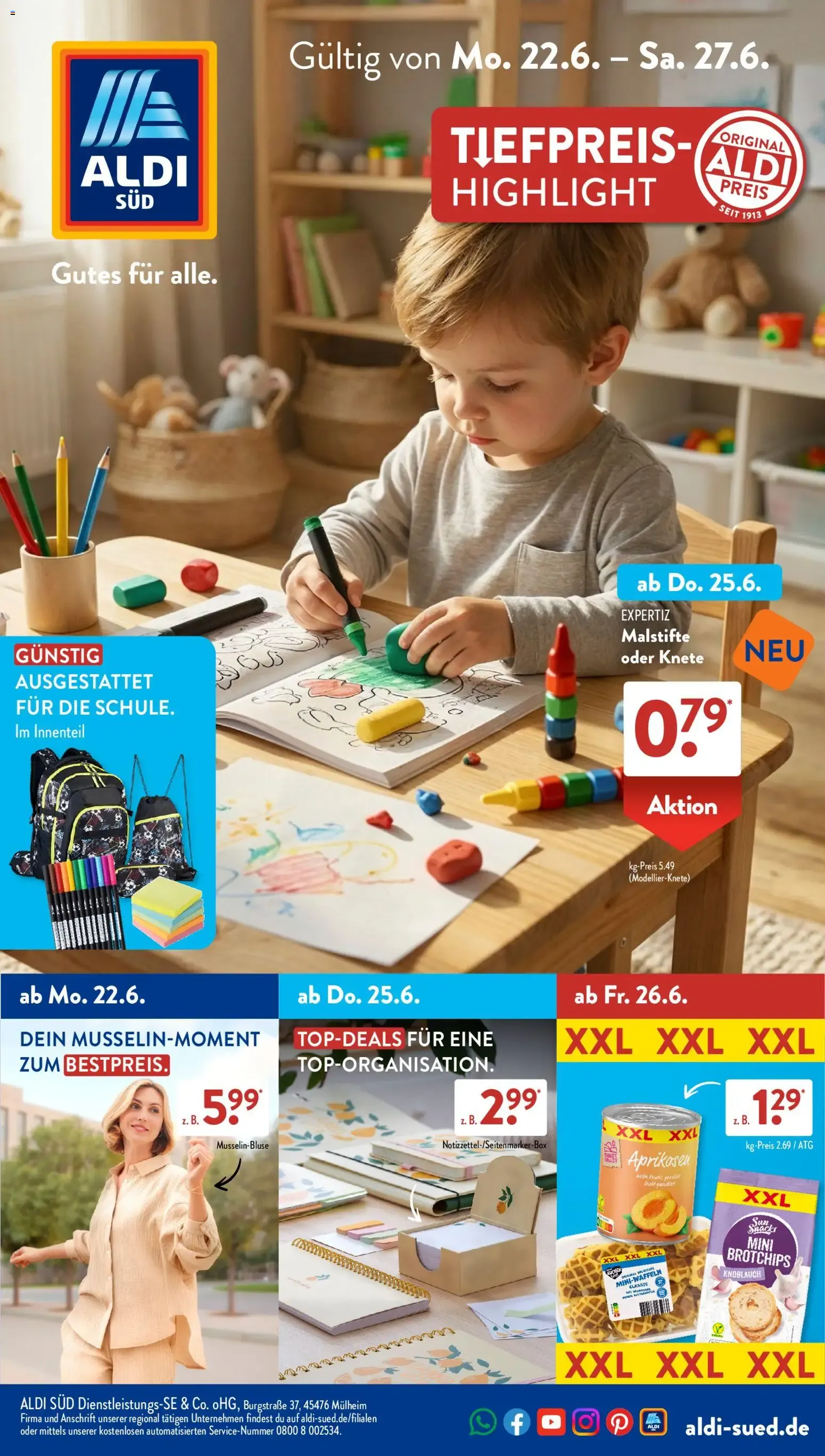 Aldi Süd Prospekt (ab 22.06.2026) zum Blättern von 22. Juni bis 27. Juni 2026 - Prospekt seite 1