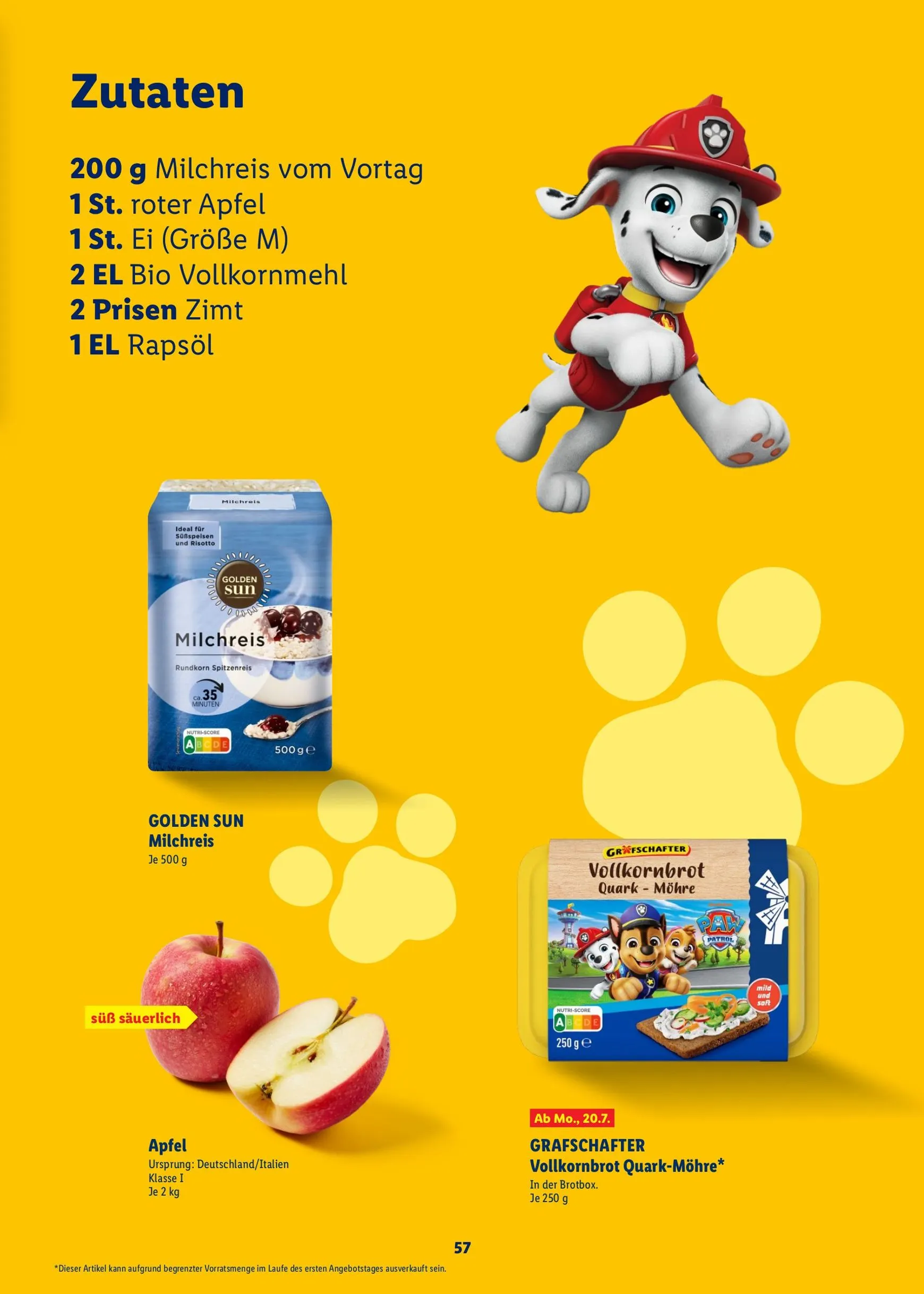 PAW Patrol Rezeptheft von 20. Juli bis 23. August 2026 - Prospekt seite 57