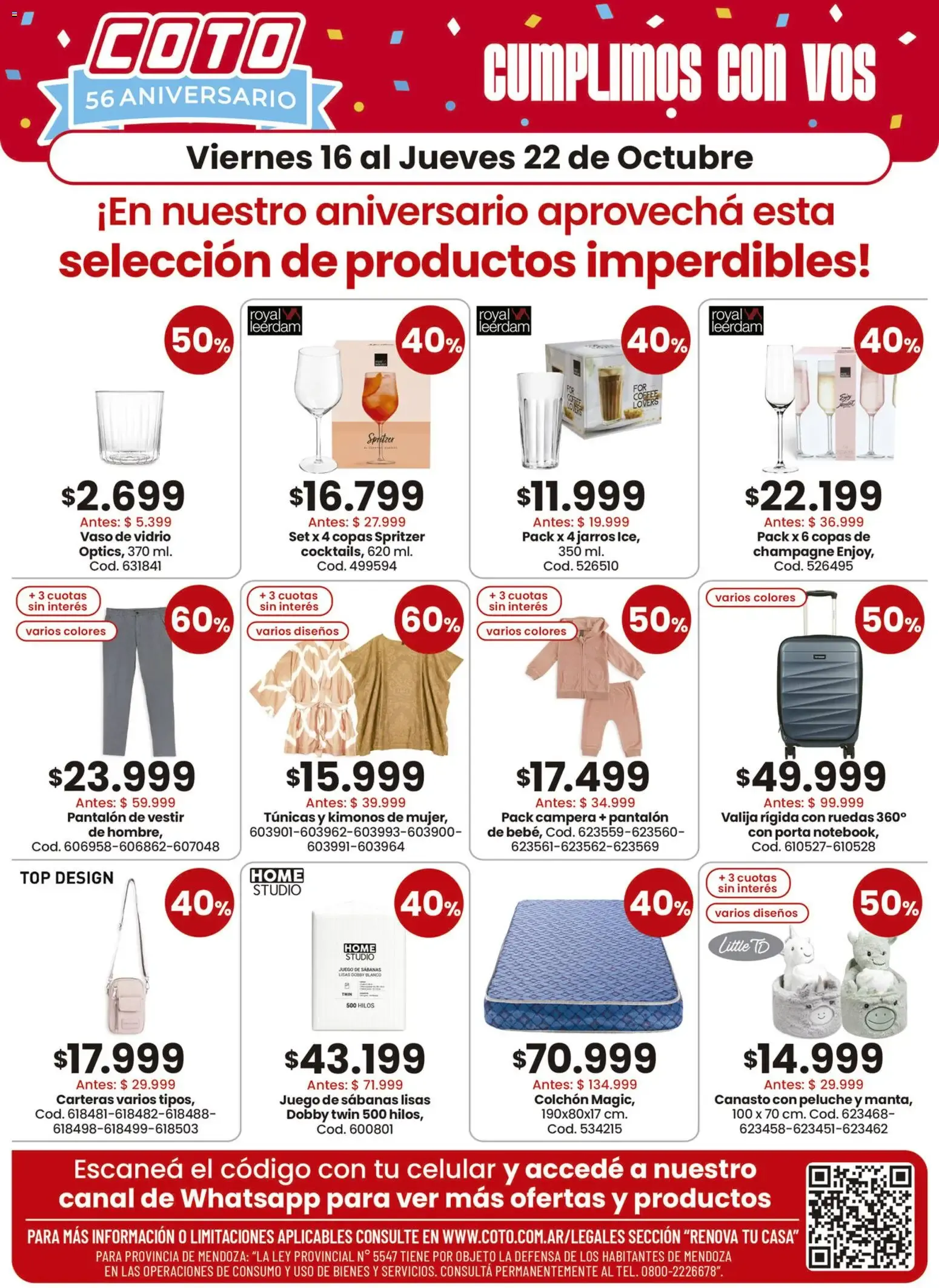 Ofertas de Coto 56 Aniversario: Productos Imperdibles 16 de octubre al 22 de octubre 2026 - Página 1 del catálogo