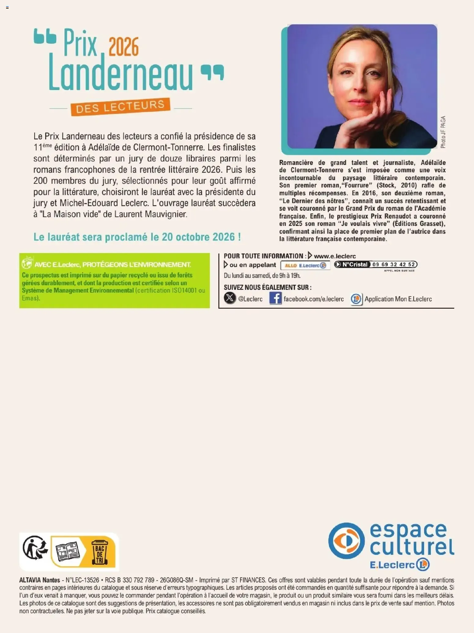 Espace Culturel E.Leclerc - Rentrée Littéraire 2026 du 1 septembre au 24 octobre 2026 - Catalogue page 20