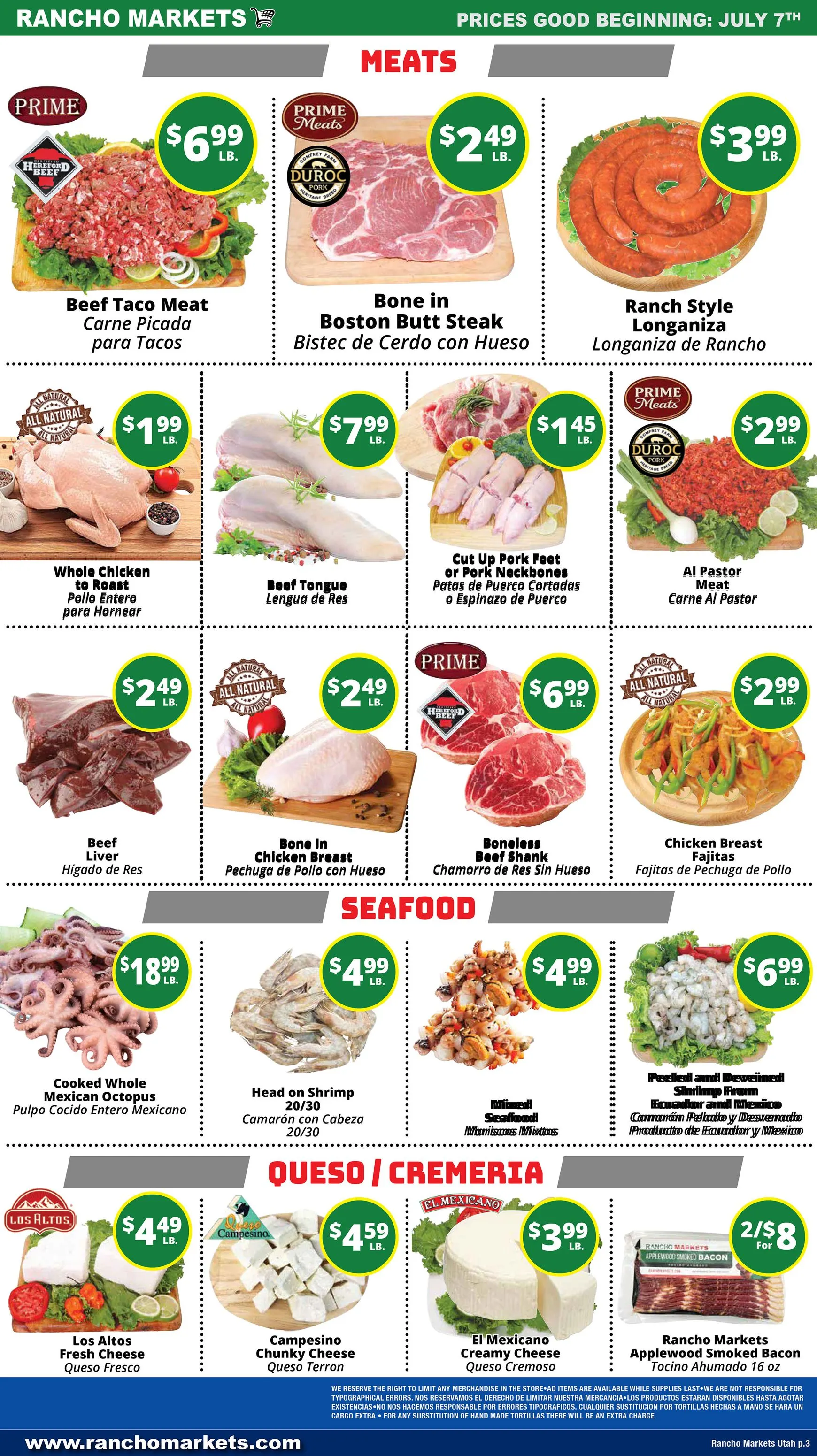 Weekly ad Current Rancho Markets leaflet valid from Tuesday 07/07/2026 to Monday 07/13/2026 from July 7 to July 13 2026 - Page 4