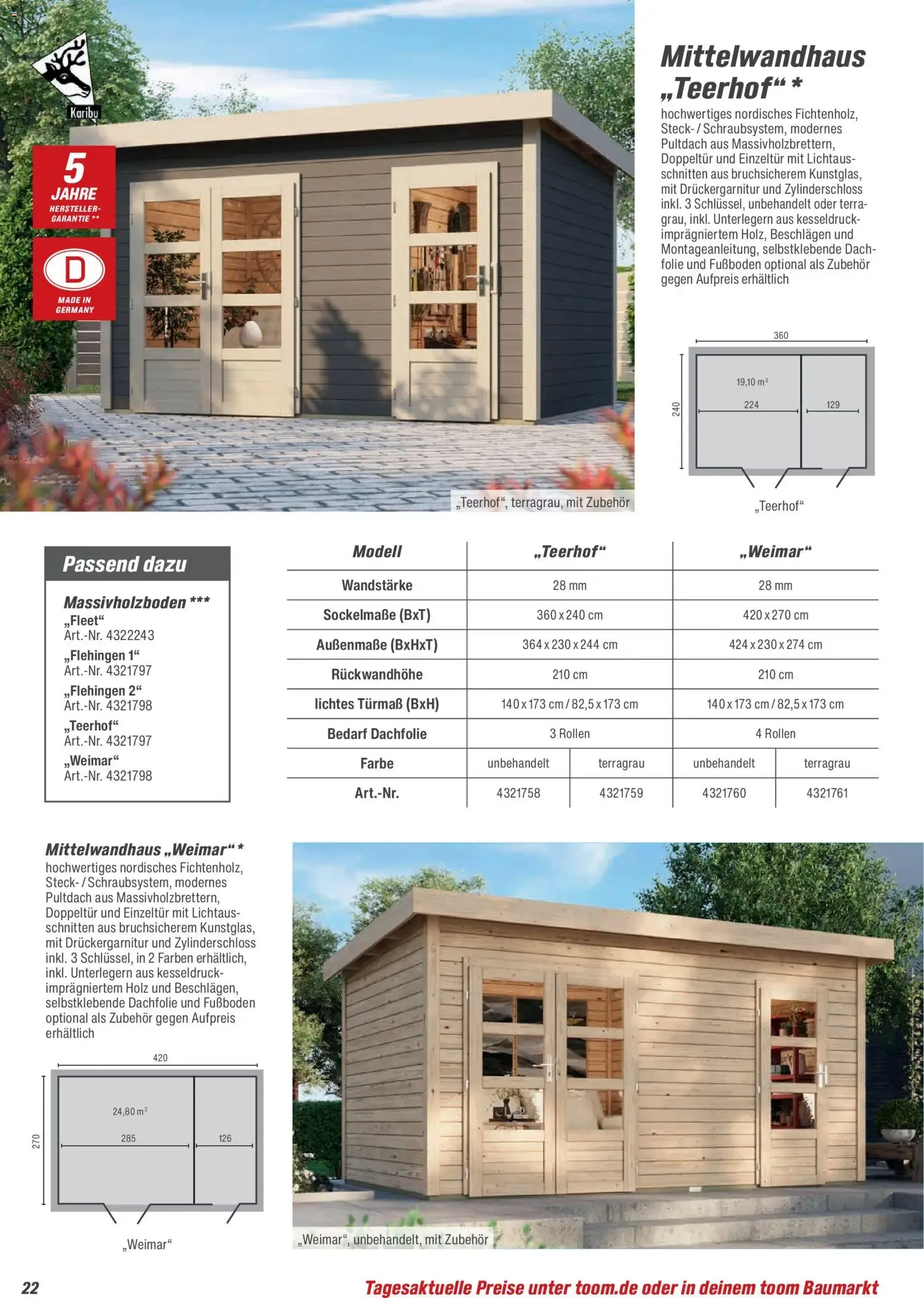 Toom Baumarkt Gartenhäuser & Carports 2026 (ab 20.02.2026) zum Blättern von 20. Februar bis 30. Juni 2026 - Prospekt seite 22