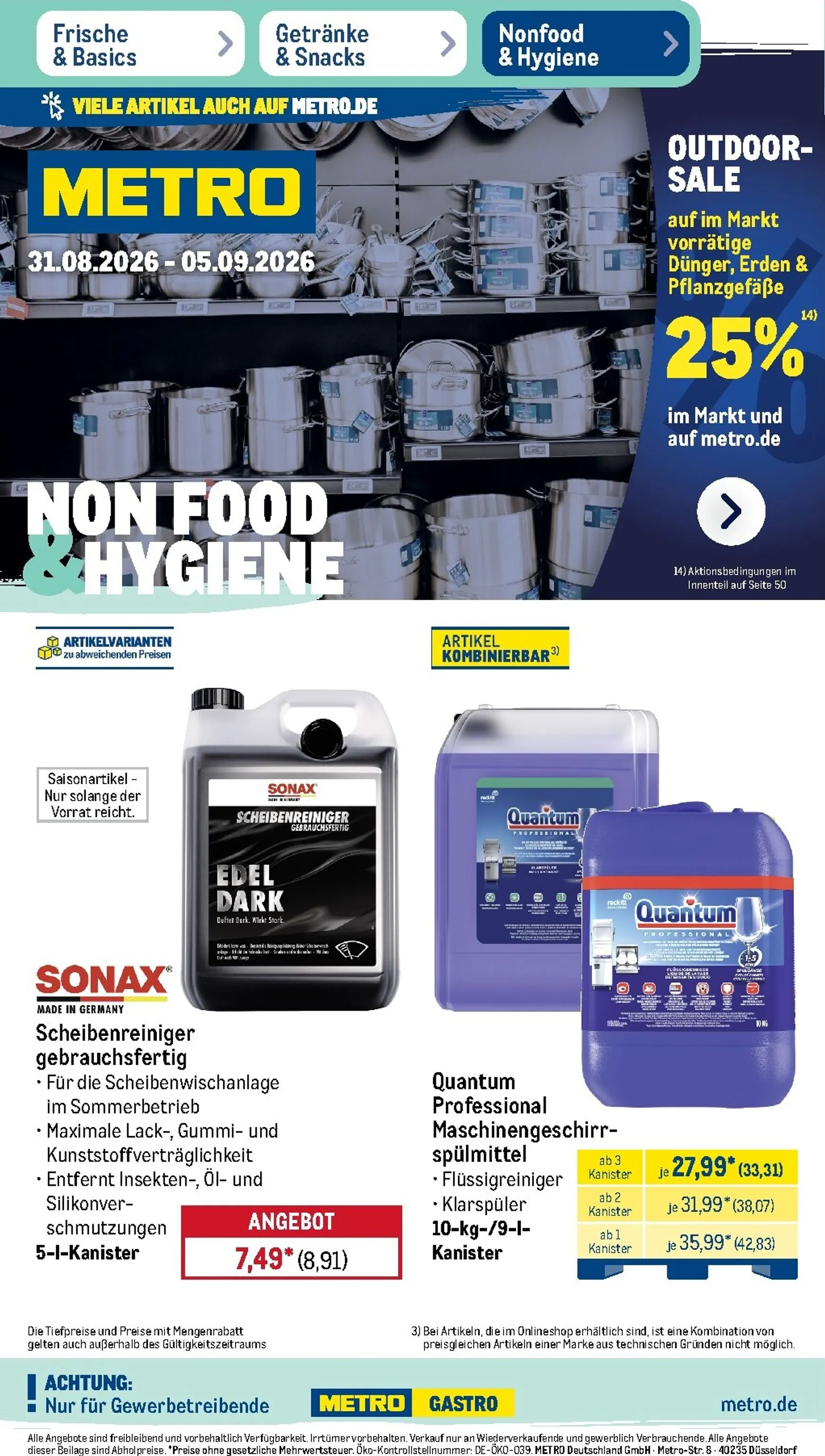 Metro - NonFood Prospekt – von Montag 31.08.2026 bis Samstag 05.09.2026 von 31. August bis 5. September 2026 - Prospekt seite 1