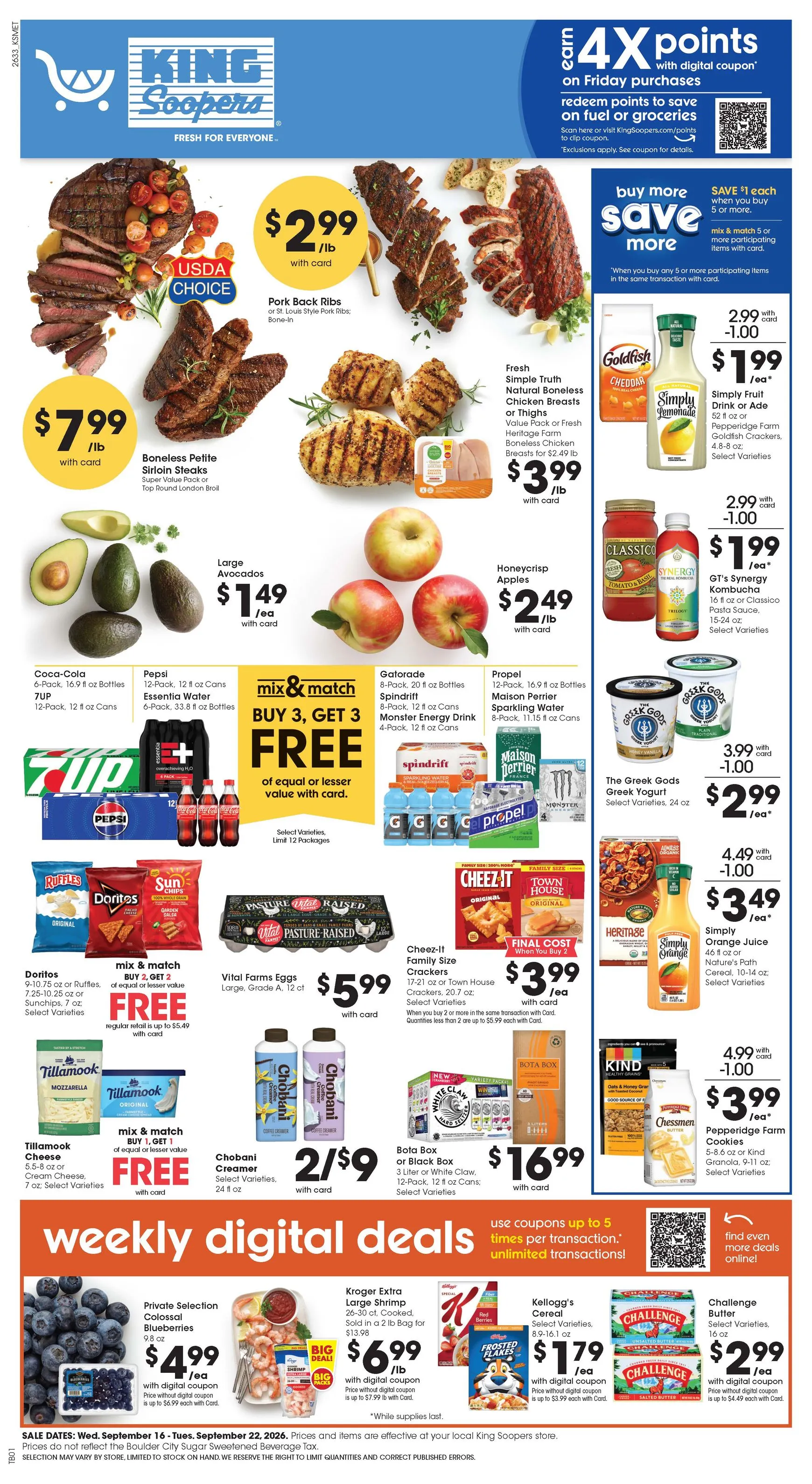 Weekly ad Current King Soopers leaflet valid from Wednesday 09/16/2026 to Tuesday 09/22/2026 from September 16 to September 22 2026 - Page 1