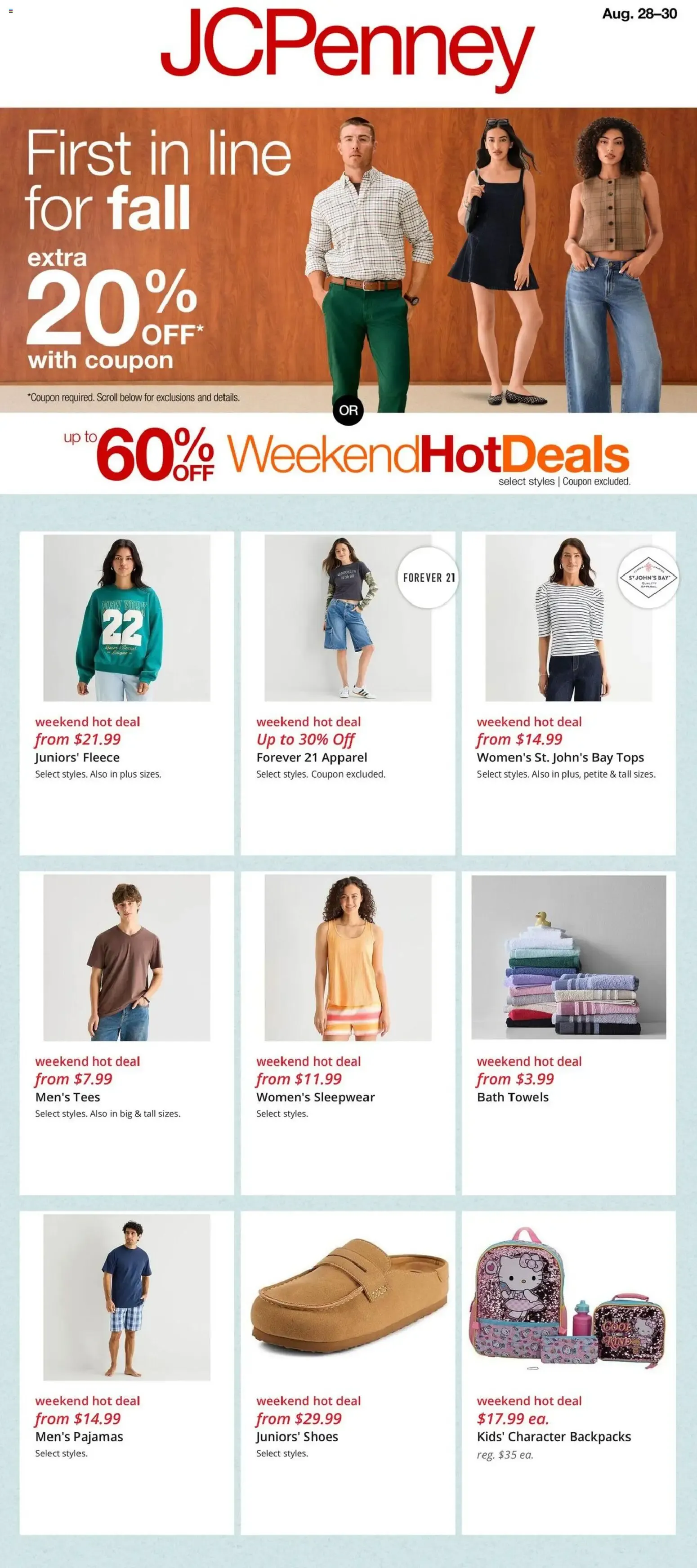 Weekly promotion JCPenney Weekly Ad from 08/28/2026 - Flyer spanning from August 28 to August 30 2026 - Page 1 for Catalogue 365