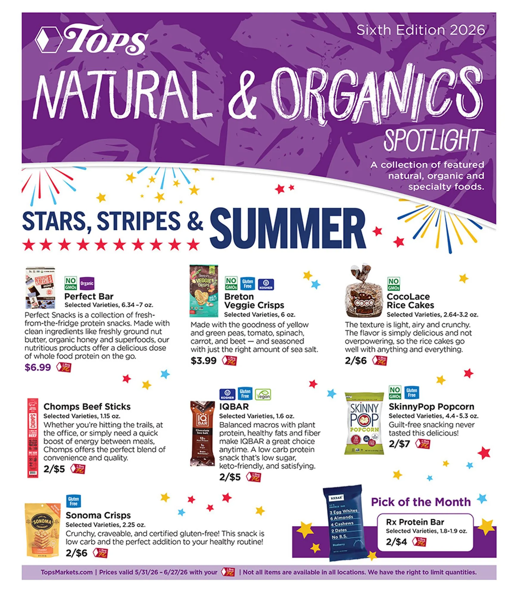 Current Tops Markets - Natural & Organics Spotlight leaflet valid from Sunday 05/31/2026 to Saturday 06/27/2026