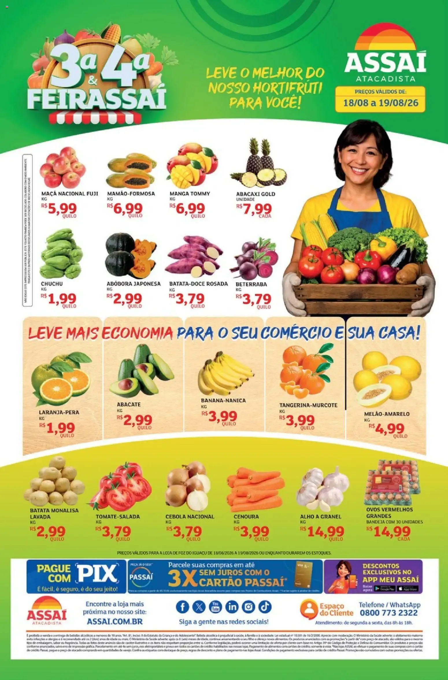 Encarte de Assaí Atacadista: 3ª & 4ª Feirassái Hortifrúti 18 de agosto até 19 de agosto 2026 - Pagina 1
