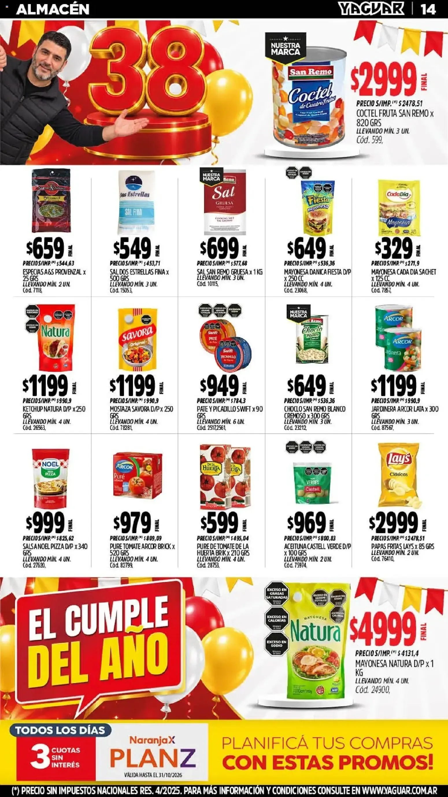 Ofertas de El Cumple del Año 38 - Mayorista Yaguar 26 de octubre al 1 de noviembre 2026 - Página 15 del catálogo