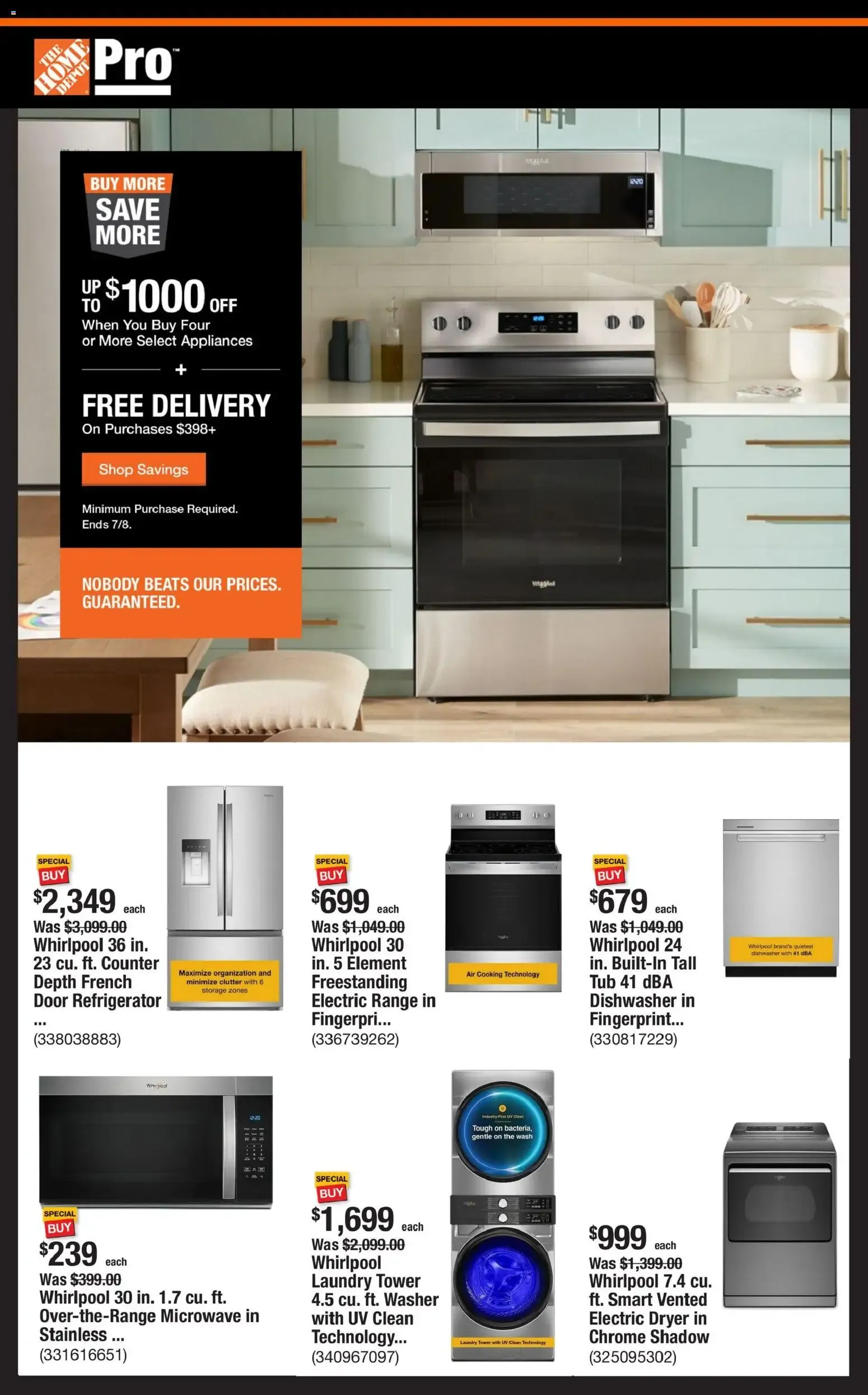 Home Depot Pro Appliance Savings on Appliances